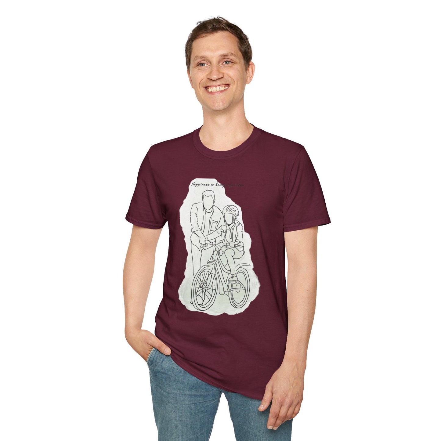Happiness in Simplicity T-Shirt, Unisex Softstyle Tee, Casual Wear, Gift for Cyclists, Inspirational Quote Shirt, Summer Fashion - Metamorphosis Creations