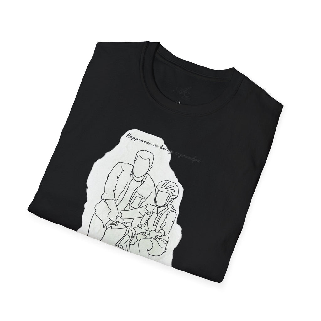 Happiness in Simplicity T-Shirt, Unisex Softstyle Tee, Casual Wear, Gift for Cyclists, Inspirational Quote Shirt, Summer Fashion - Metamorphosis Creations