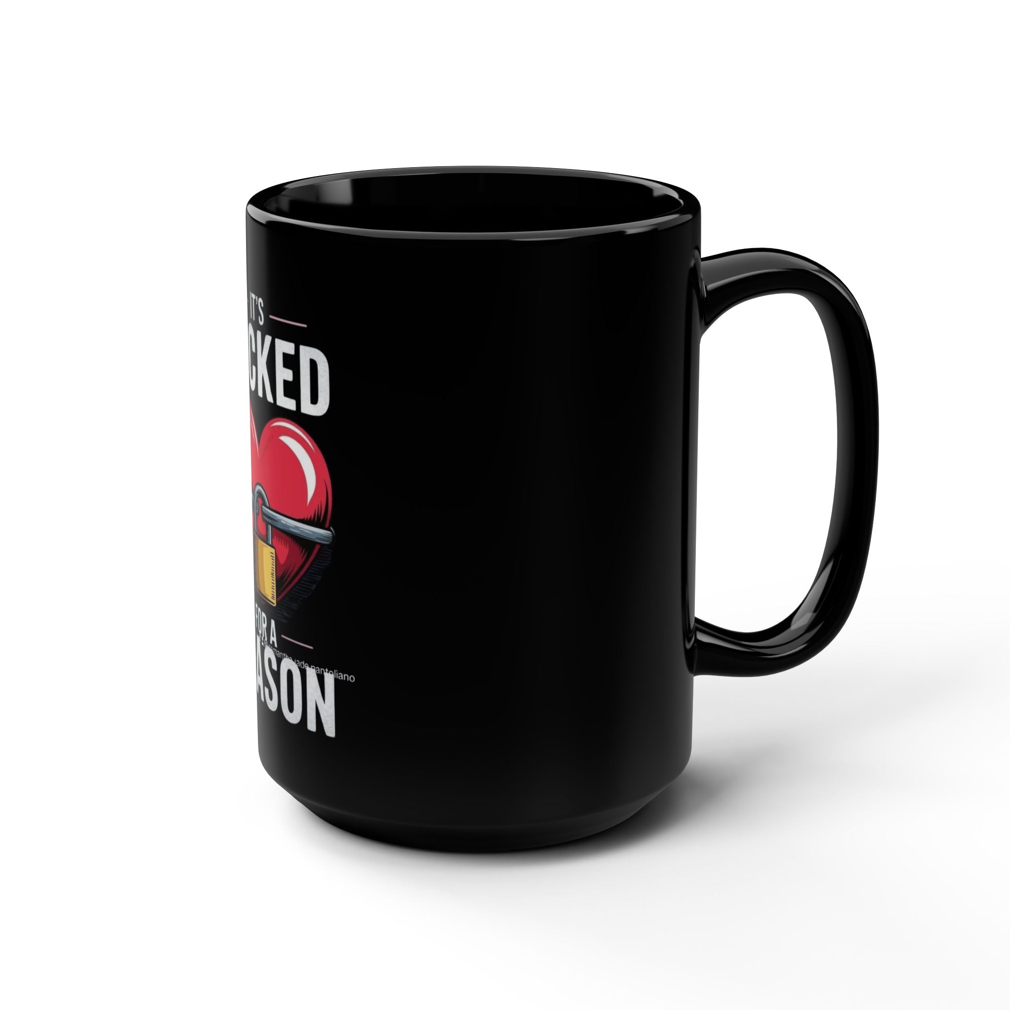 Heart Lock Humor Mug, Start your day with meaning. Funny Coffee Cup, Gift for Couples, Best Friend Present, Unique Home Decor - Metamorphosis Creations