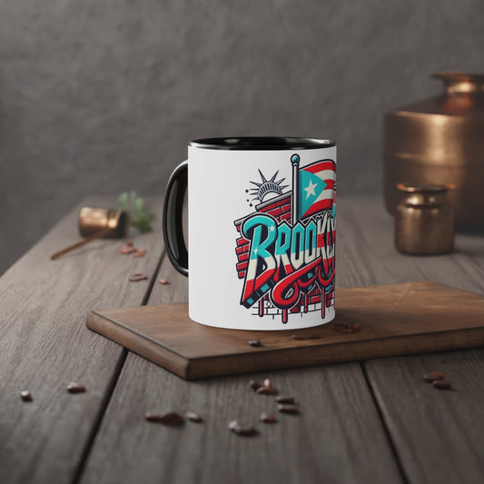 Herencia de Puerto Rico Brooklyn Street Art Mug, Perfect for Coffee Lovers, Urban Decor, Gift for New Yorkers, Retro Art Collectible - Metamorphosis Creations