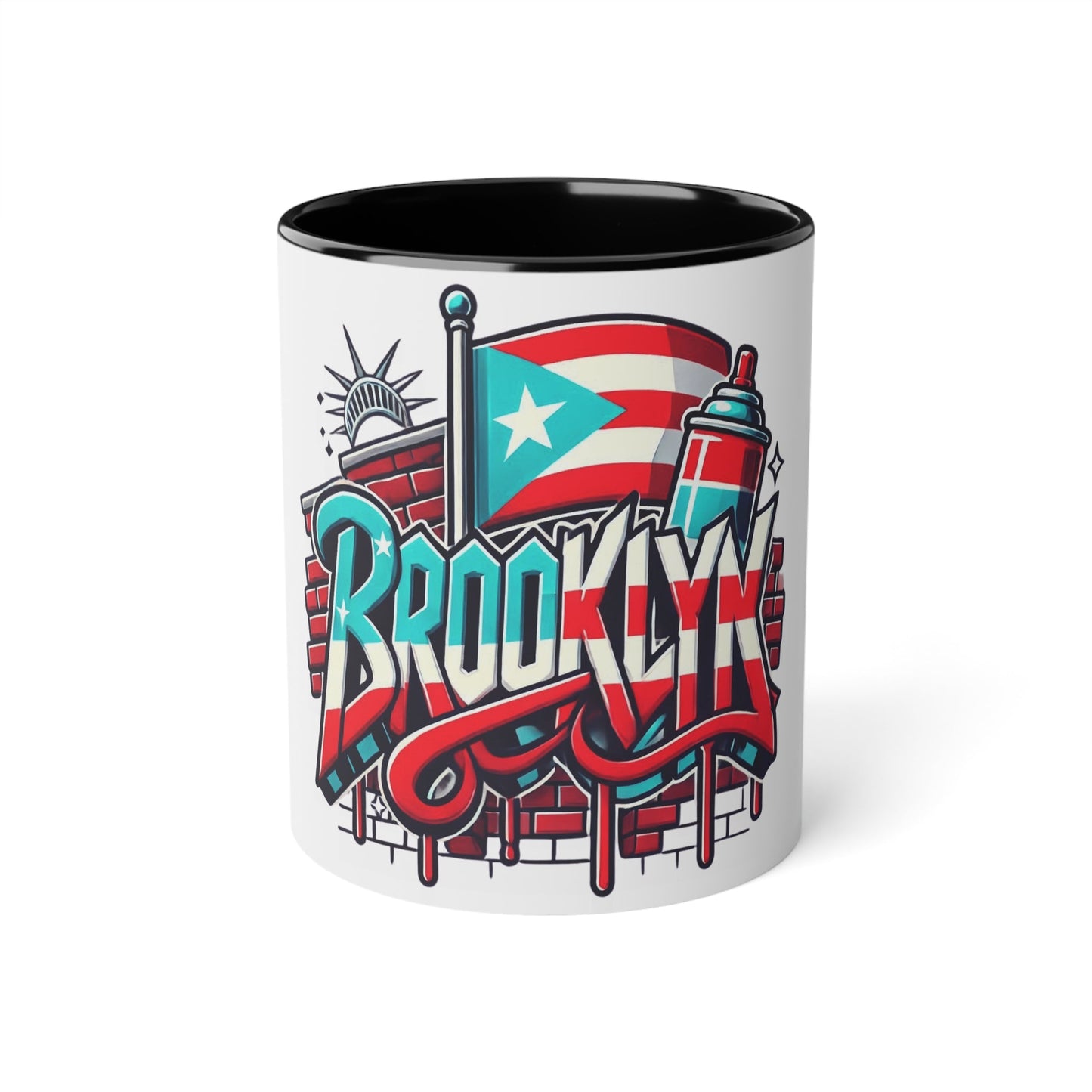 Herencia de Puerto Rico Brooklyn Street Art Mug, Perfect for Coffee Lovers, Urban Decor, Gift for New Yorkers, Retro Art Collectible - Metamorphosis Creations