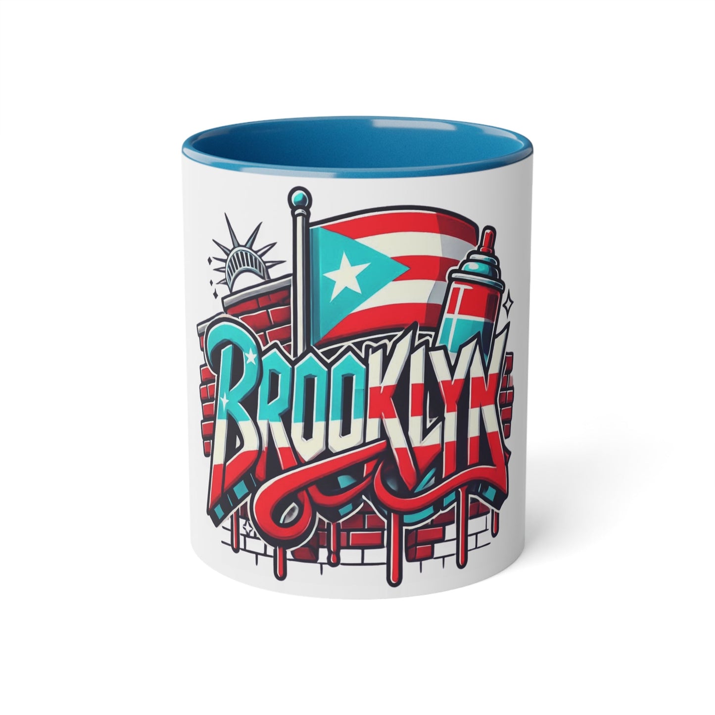 Herencia de Puerto Rico Brooklyn Street Art Mug, Perfect for Coffee Lovers, Urban Decor, Gift for New Yorkers, Retro Art Collectible - Metamorphosis Creations