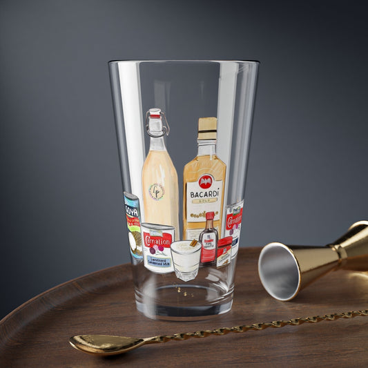 Herencia de Puerto Rico” Cocktail Mixing Glass, 16oz Drinkware for Bartenders, Fun Party Gift, Home Bar Essentials, Unique Kitchen Decor - Metamorphosis Creations