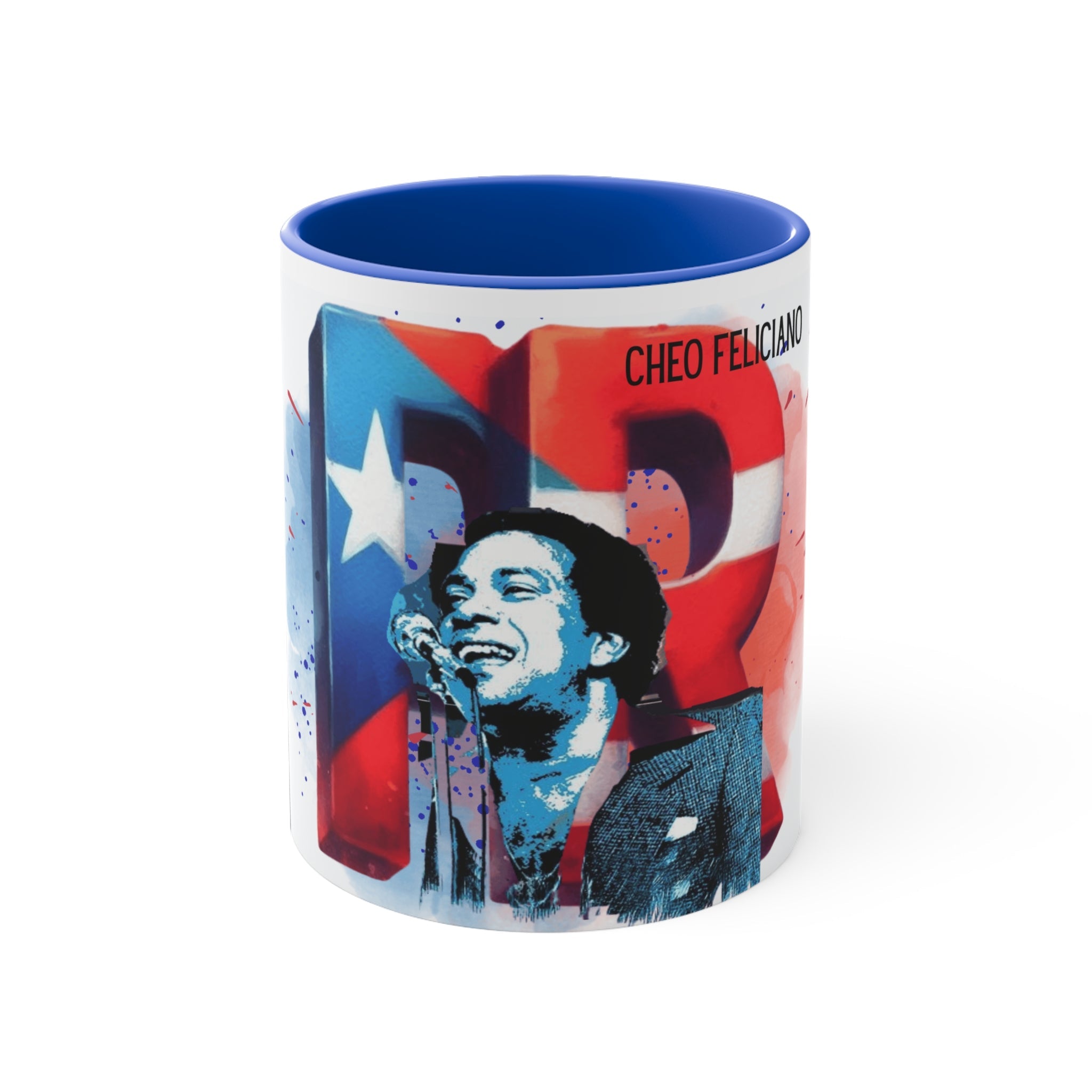 Herencia de Puerto Rico Colorful Accent Mug - Cheo Feliciano Tribute | Coffee Cup, Gift for Music Lovers, Puerto Rican Heritage, Vibrant Decor - Metamorphosis Creations