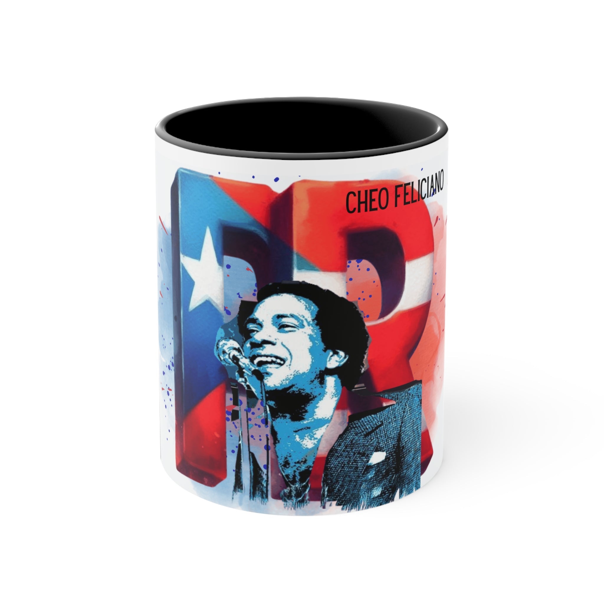 Herencia de Puerto Rico Colorful Accent Mug - Cheo Feliciano Tribute | Coffee Cup, Gift for Music Lovers, Puerto Rican Heritage, Vibrant Decor - Metamorphosis Creations