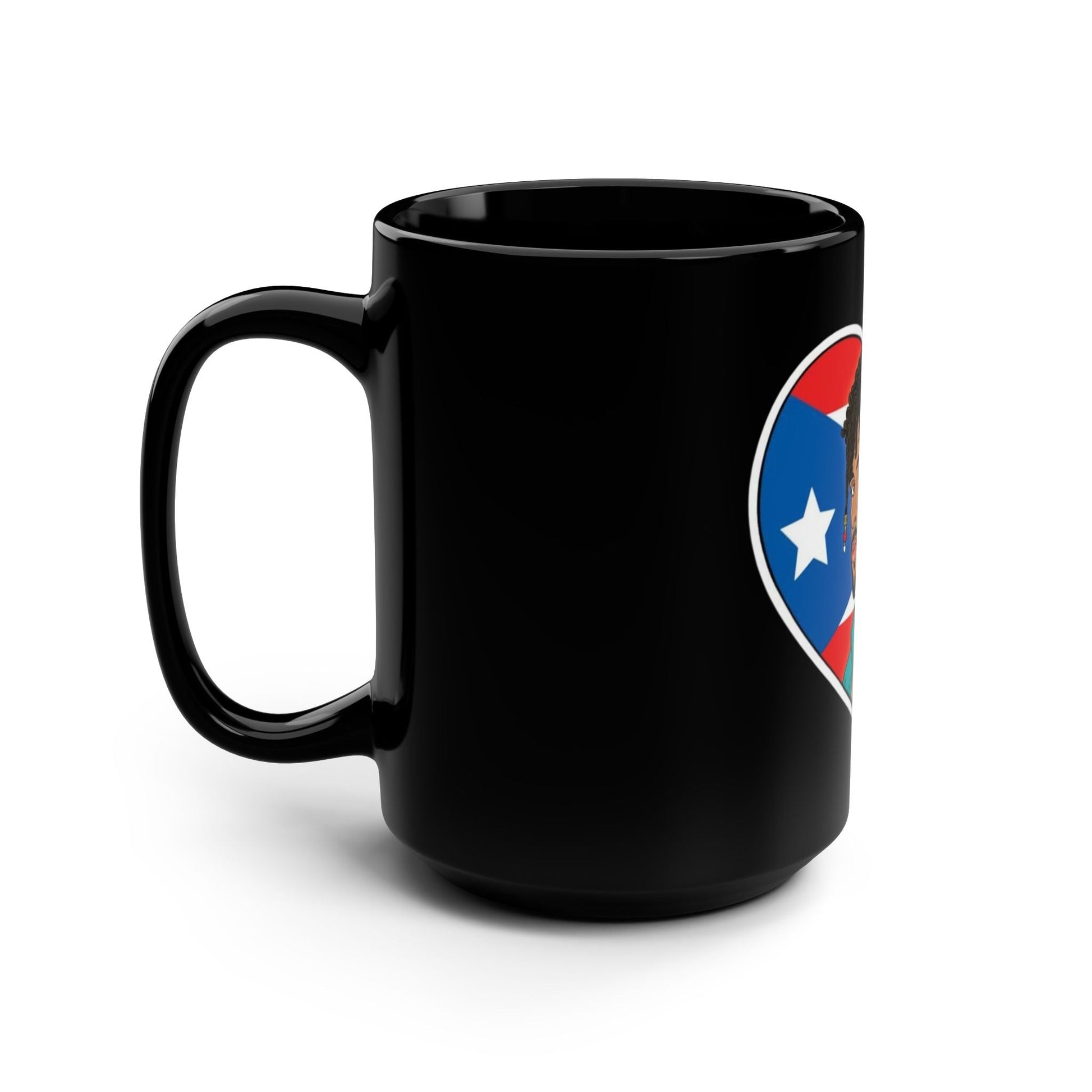 Herencia de Puerto Rico Mug Patriotic Heart Black Mug, 15oz - Perfect Gift for Puerto Rican Culture Lovers, Coffee Mug, Unique Tea Cup, Custom Drinkware, Heritage [...] - Metamorphosis Creations