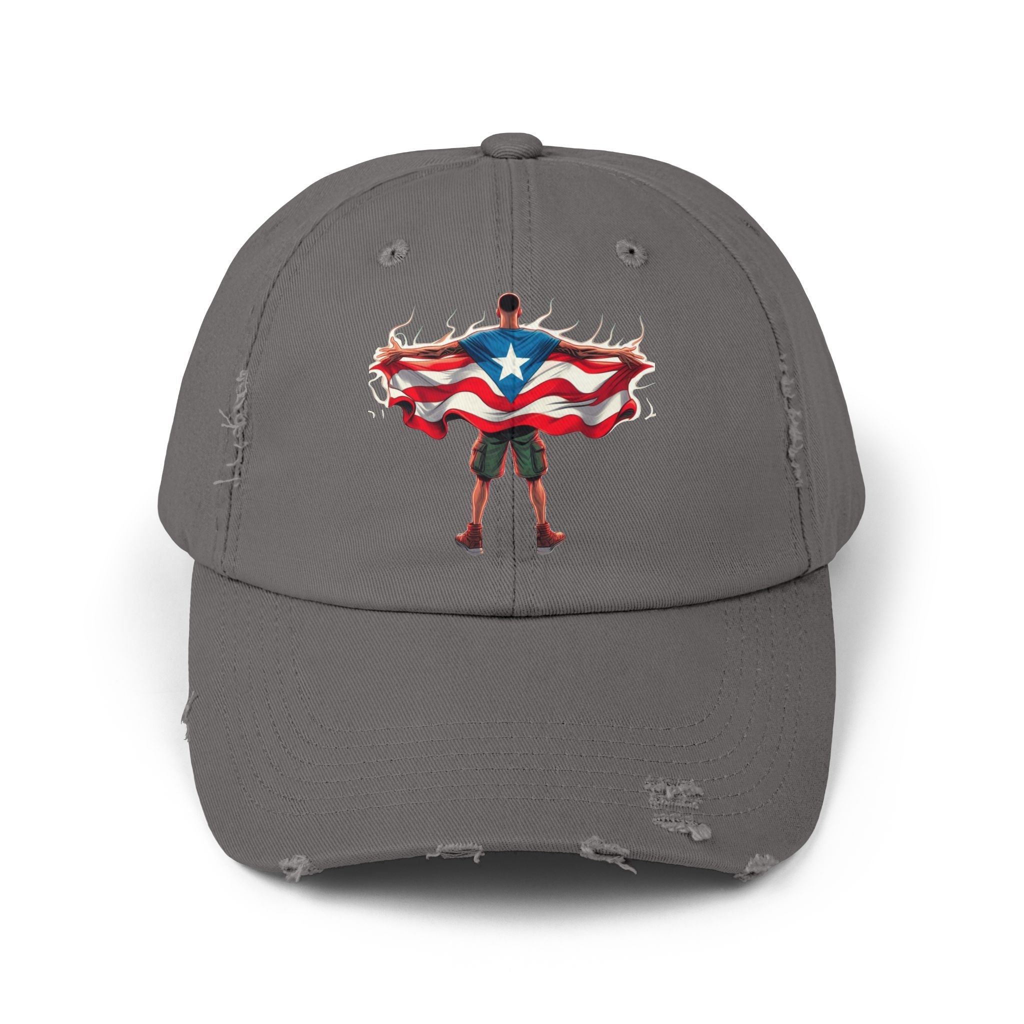 Heroic Puerto Rican Distressed Cap | Unisex Cap for Casual Style, Independence Day, Travel, Festival, Gift - Metamorphosis Creations