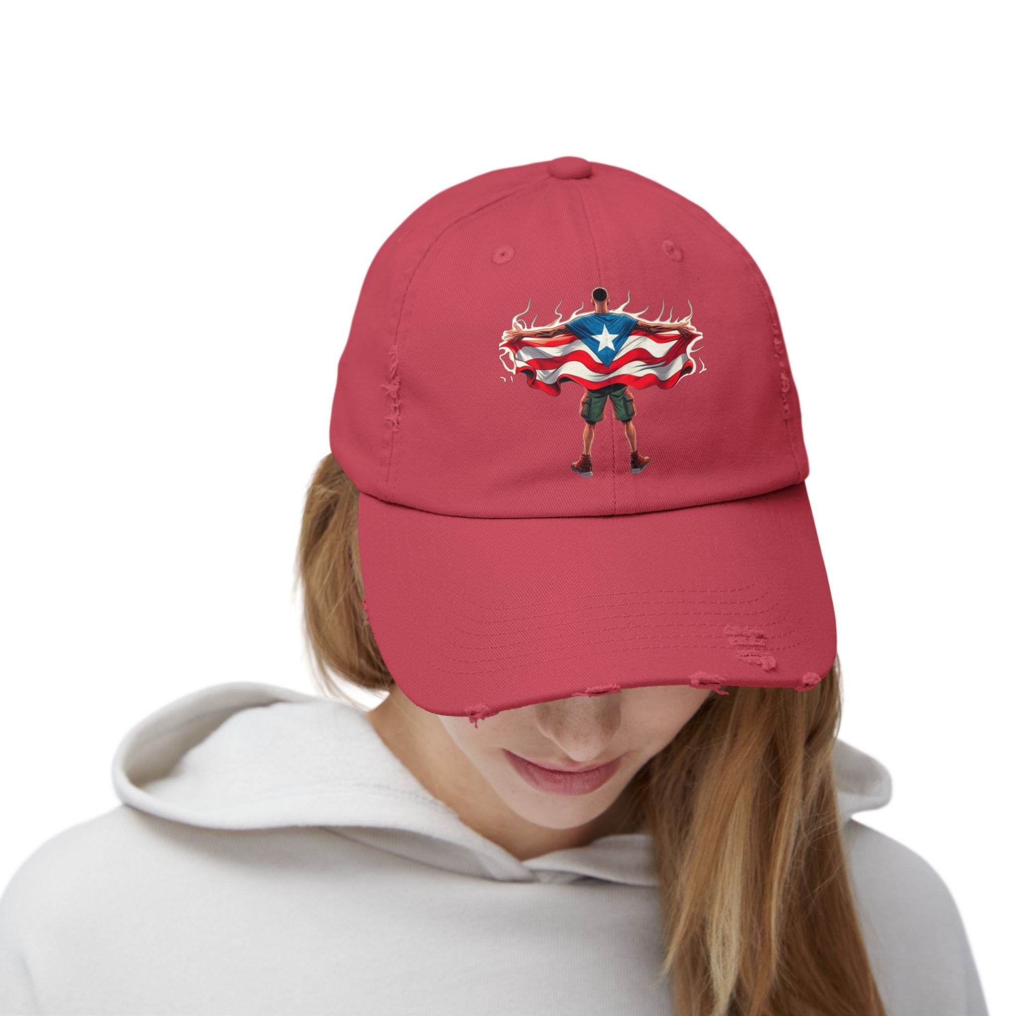 Heroic Puerto Rican Distressed Cap | Unisex Cap for Casual Style, Independence Day, Travel, Festival, Gift - Metamorphosis Creations