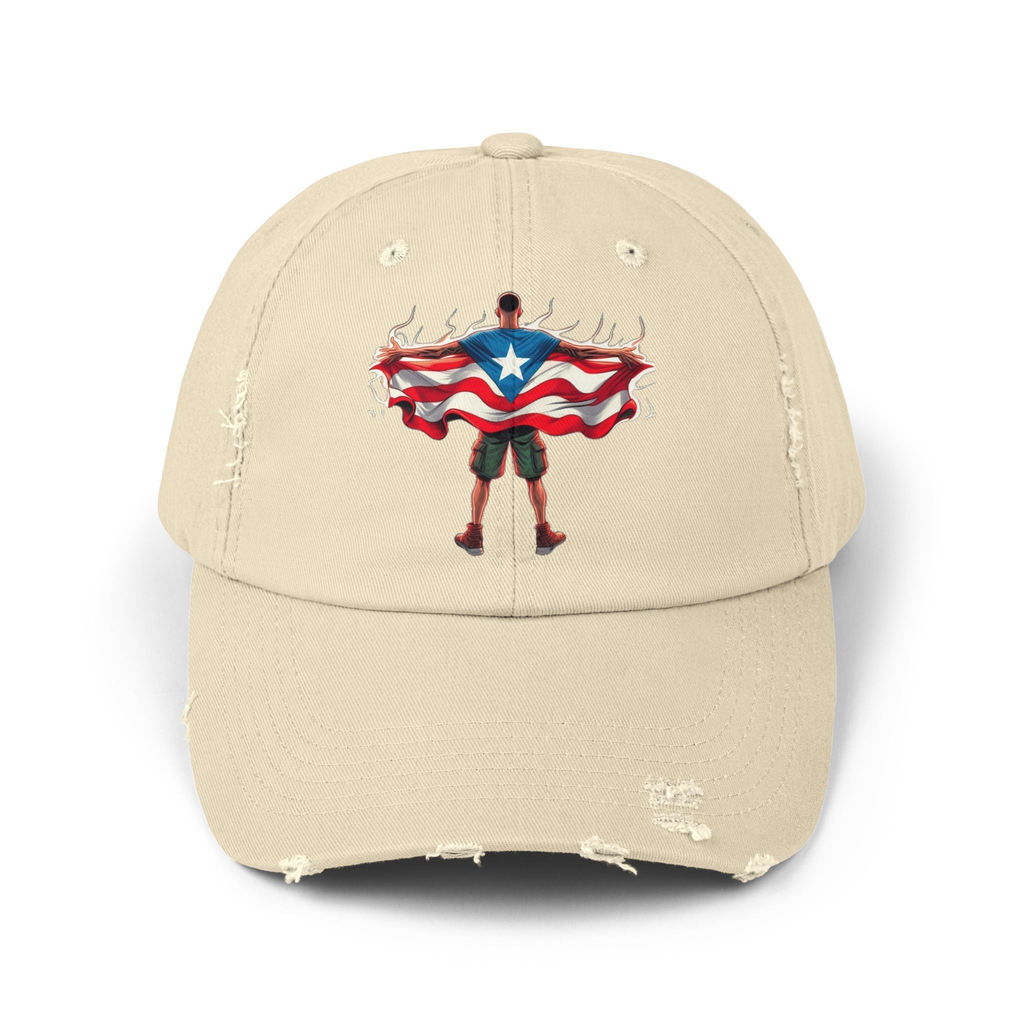Heroic Puerto Rican Distressed Cap | Unisex Cap for Casual Style, Independence Day, Travel, Festival, Gift - Metamorphosis Creations