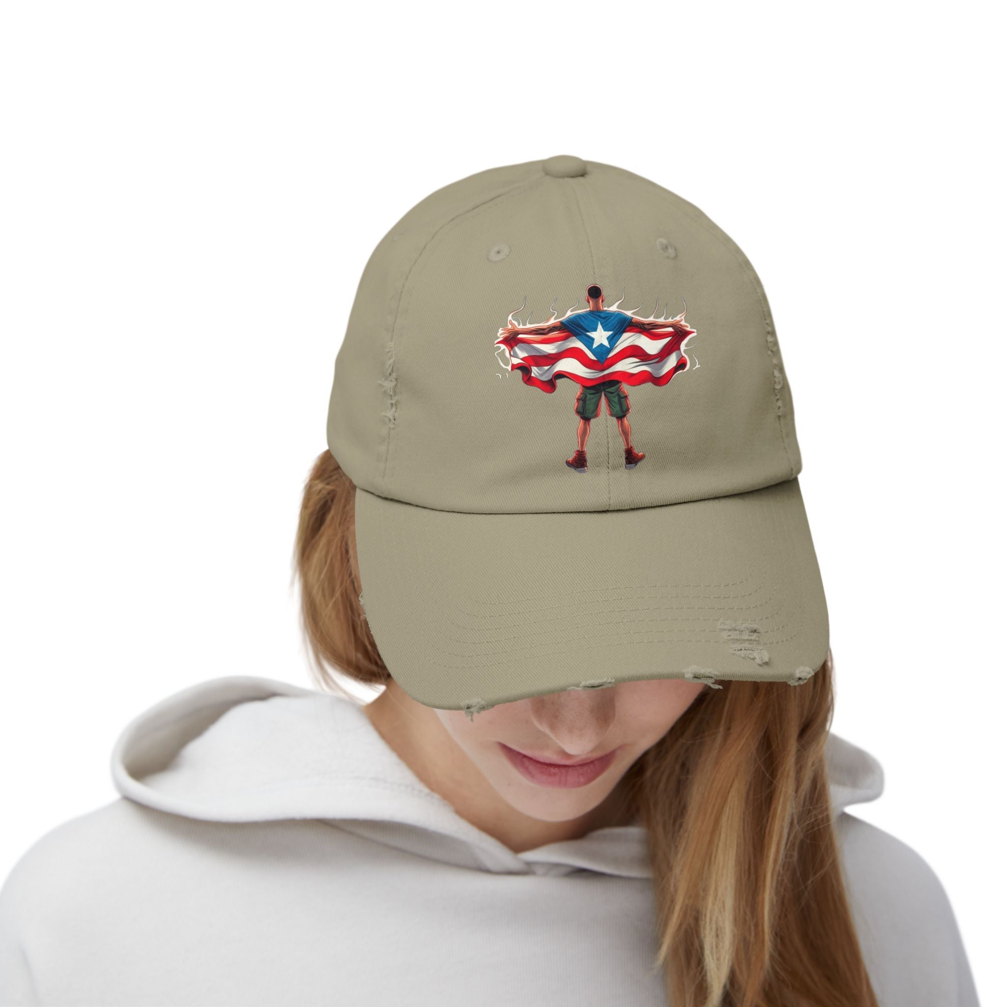 Heroic Puerto Rican Distressed Cap | Unisex Cap for Casual Style, Independence Day, Travel, Festival, Gift - Metamorphosis Creations