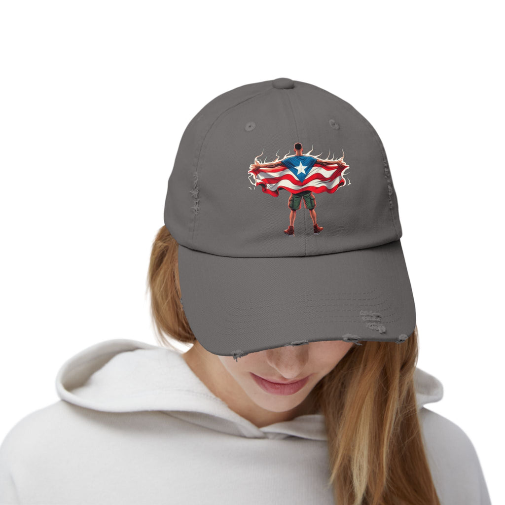 Heroic Puerto Rican Distressed Cap | Unisex Cap for Casual Style, Independence Day, Travel, Festival, Gift - Metamorphosis Creations