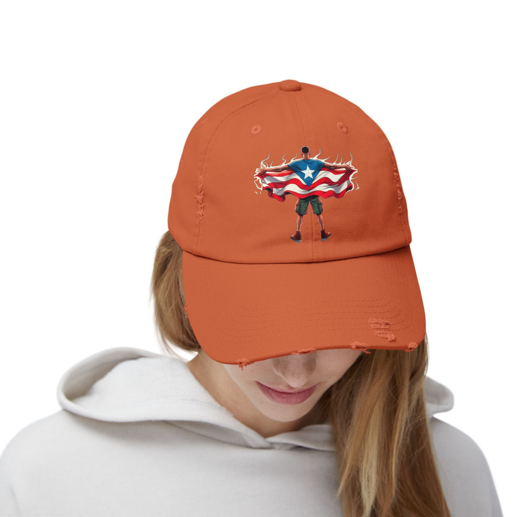 Heroic Puerto Rican Distressed Cap | Unisex Cap for Casual Style, Independence Day, Travel, Festival, Gift - Metamorphosis Creations