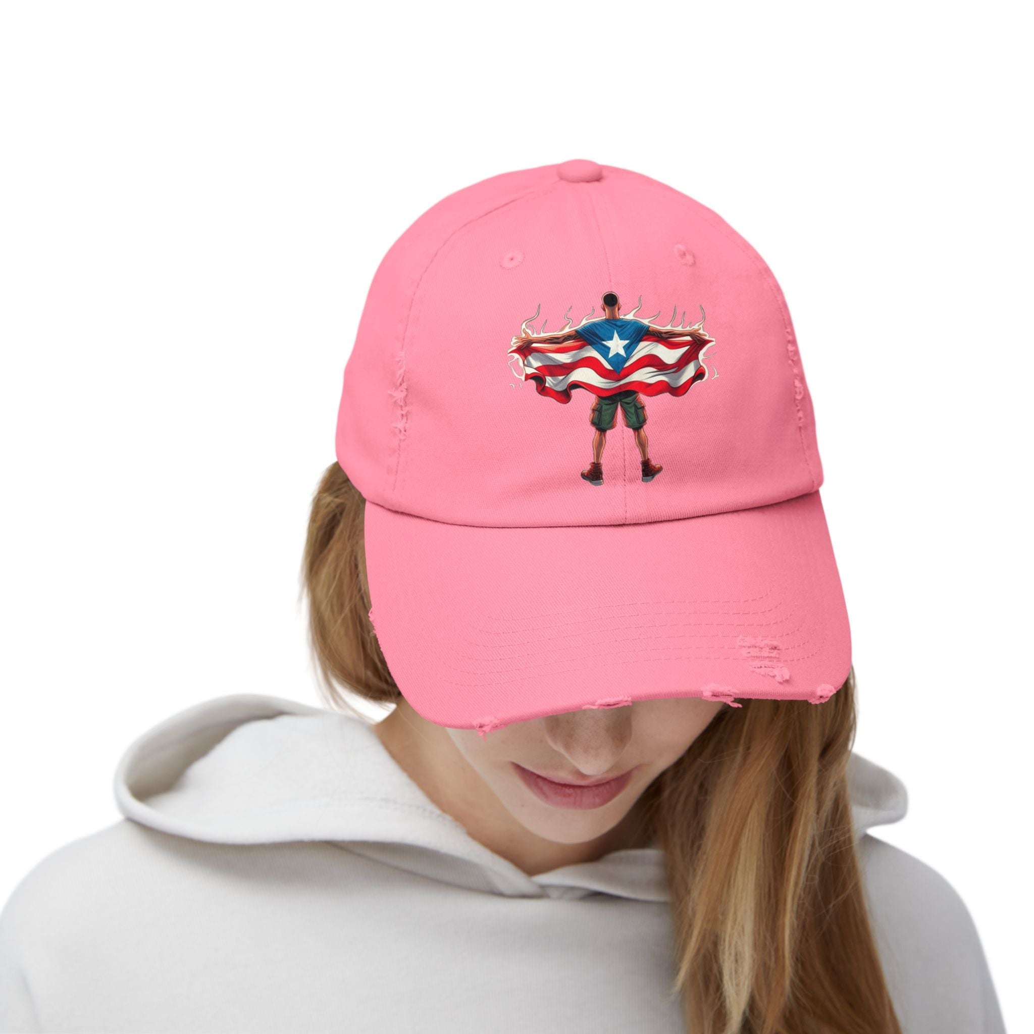 Heroic Puerto Rican Distressed Cap | Unisex Cap for Casual Style, Independence Day, Travel, Festival, Gift - Metamorphosis Creations