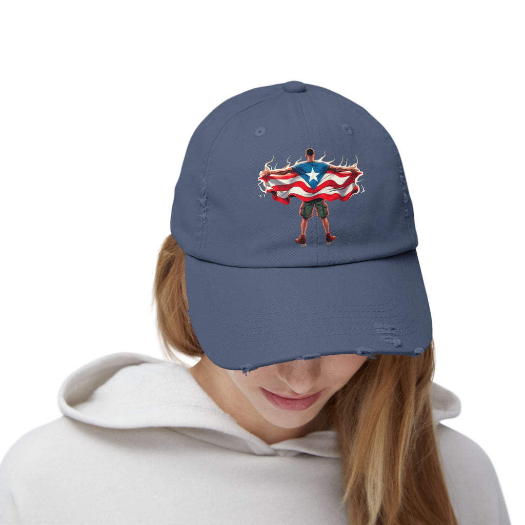 Heroic Puerto Rican Distressed Cap | Unisex Cap for Casual Style, Independence Day, Travel, Festival, Gift - Metamorphosis Creations