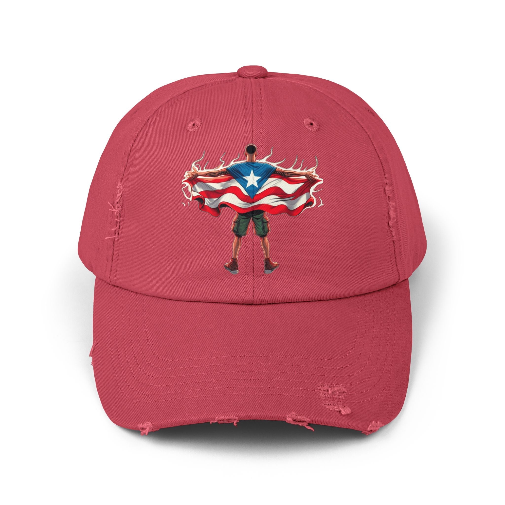 Heroic Puerto Rican Distressed Cap | Unisex Cap for Casual Style, Independence Day, Travel, Festival, Gift - Metamorphosis Creations