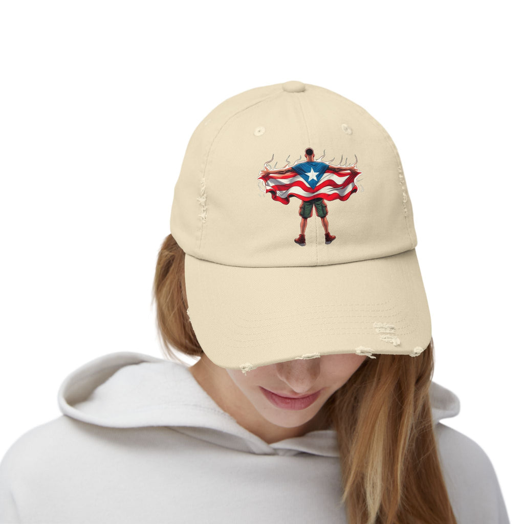 Heroic Puerto Rican Distressed Cap | Unisex Cap for Casual Style, Independence Day, Travel, Festival, Gift - Metamorphosis Creations