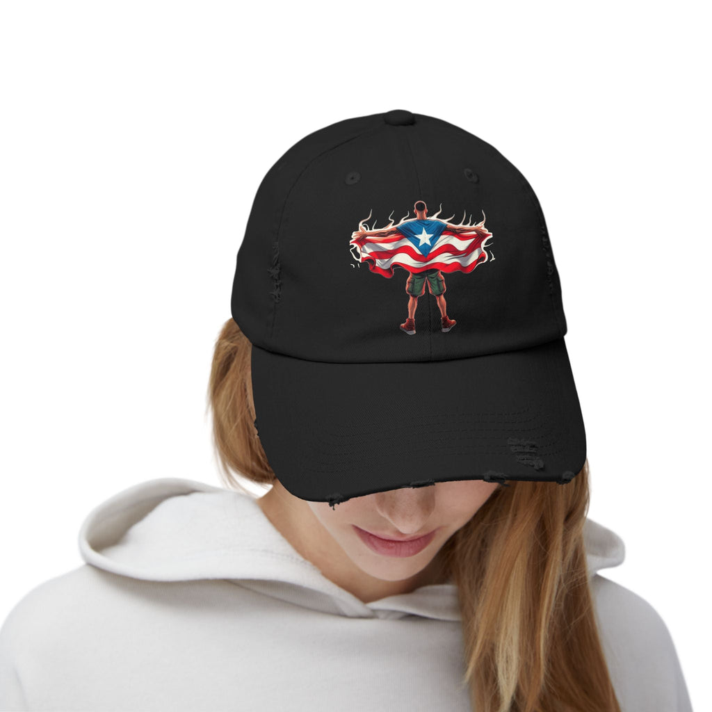 Heroic Puerto Rican Distressed Cap | Unisex Cap for Casual Style, Independence Day, Travel, Festival, Gift - Metamorphosis Creations