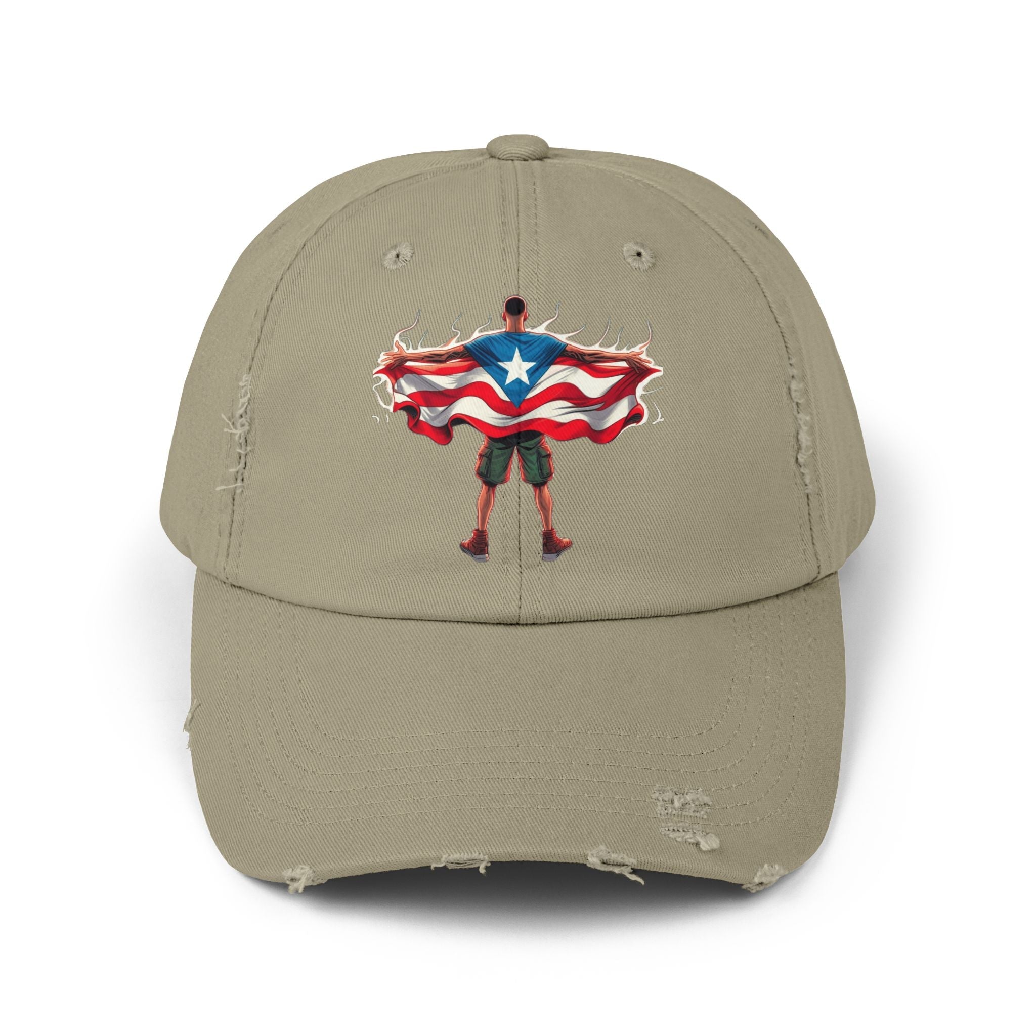 Heroic Puerto Rican Distressed Cap | Unisex Cap for Casual Style, Independence Day, Travel, Festival, Gift - Metamorphosis Creations