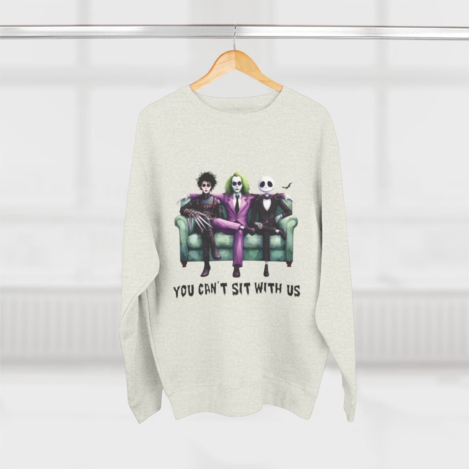 Horror Lover Sweetshirt Unisex Crewneck Sweatshirt - 'You Can't Sit With Us' Halloween Vibe, Cozy Gift for Fans, Fun Casual Wear, Perfect for Fall, Spooky [...] - Metamorphosis Creations