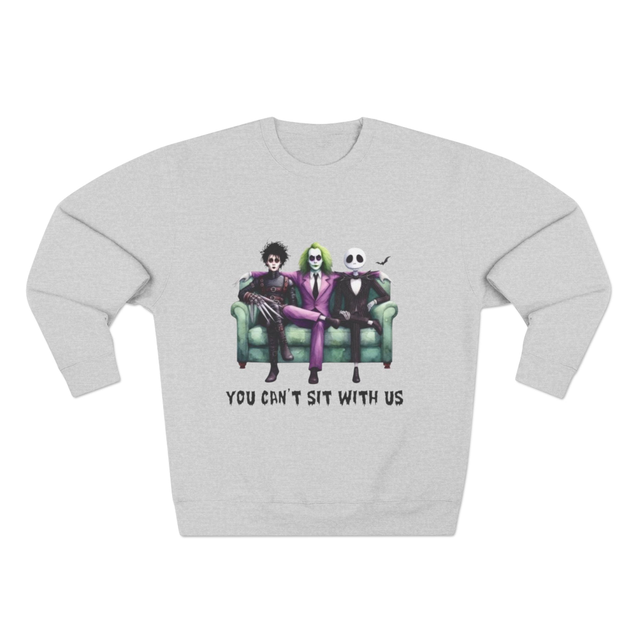 Horror Lover Sweetshirt Unisex Crewneck Sweatshirt - 'You Can't Sit With Us' Halloween Vibe, Cozy Gift for Fans, Fun Casual Wear, Perfect for Fall, Spooky [...] - Metamorphosis Creations