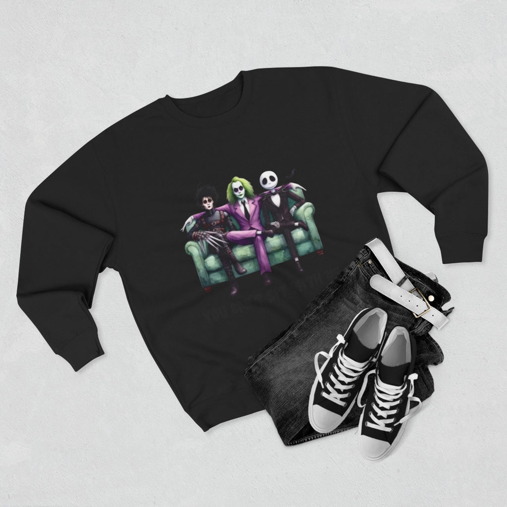 Horror Lover Sweetshirt Unisex Crewneck Sweatshirt - 'You Can't Sit With Us' Halloween Vibe, Cozy Gift for Fans, Fun Casual Wear, Perfect for Fall, Spooky [...] - Metamorphosis Creations