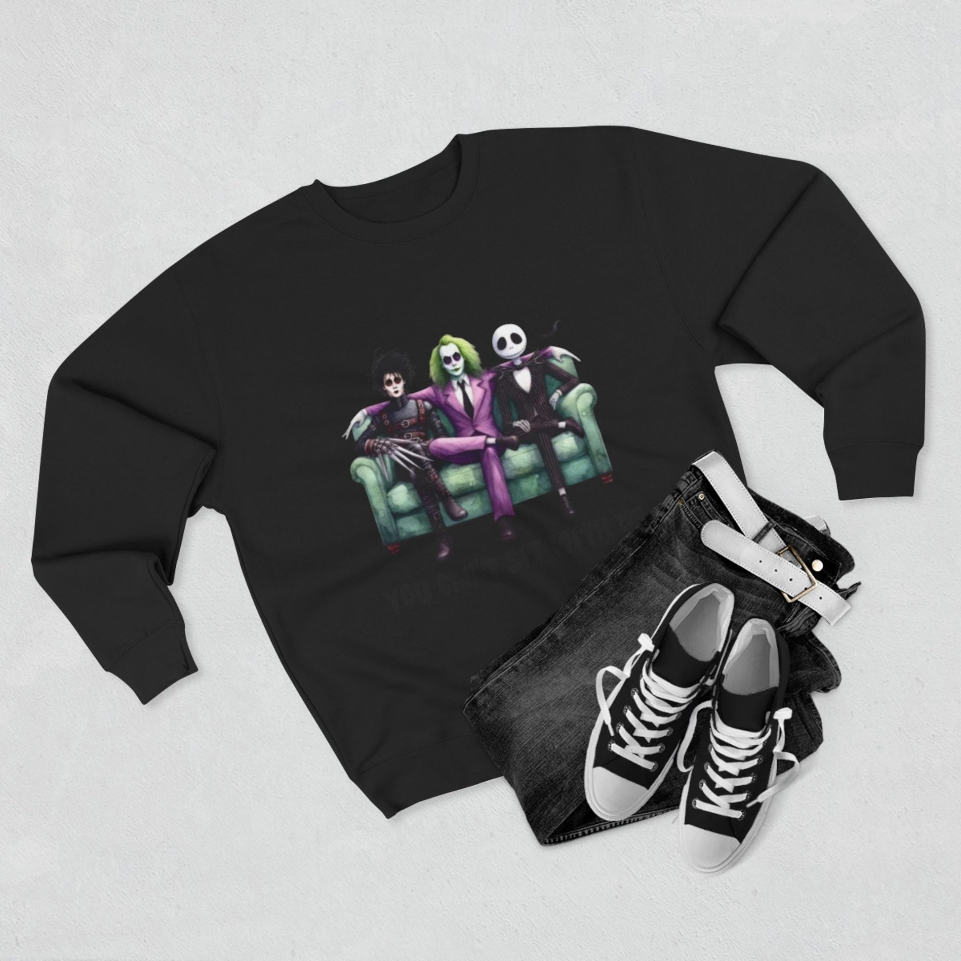 Horror Lover Sweetshirt Unisex Crewneck Sweatshirt - 'You Can't Sit With Us' Halloween Vibe, Cozy Gift for Fans, Fun Casual Wear, Perfect for Fall, Spooky [...] - Metamorphosis Creations