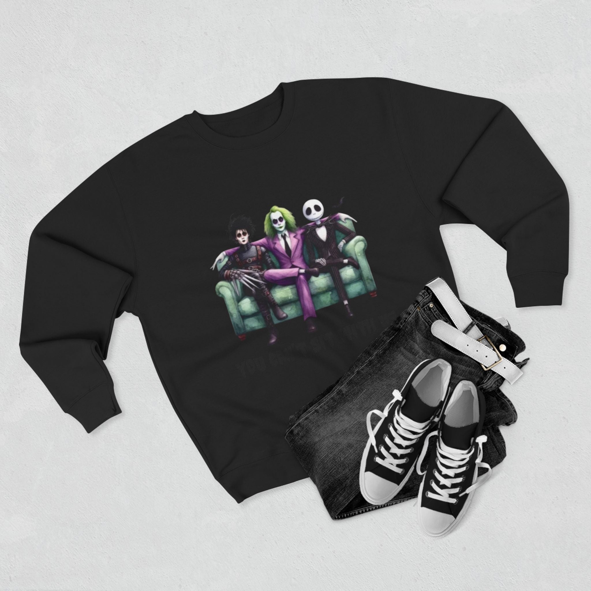 Horror Lover Sweetshirt Unisex Crewneck Sweatshirt - 'You Can't Sit With Us' Halloween Vibe, Cozy Gift for Fans, Fun Casual Wear, Perfect for Fall, Spooky [...] - Metamorphosis Creations
