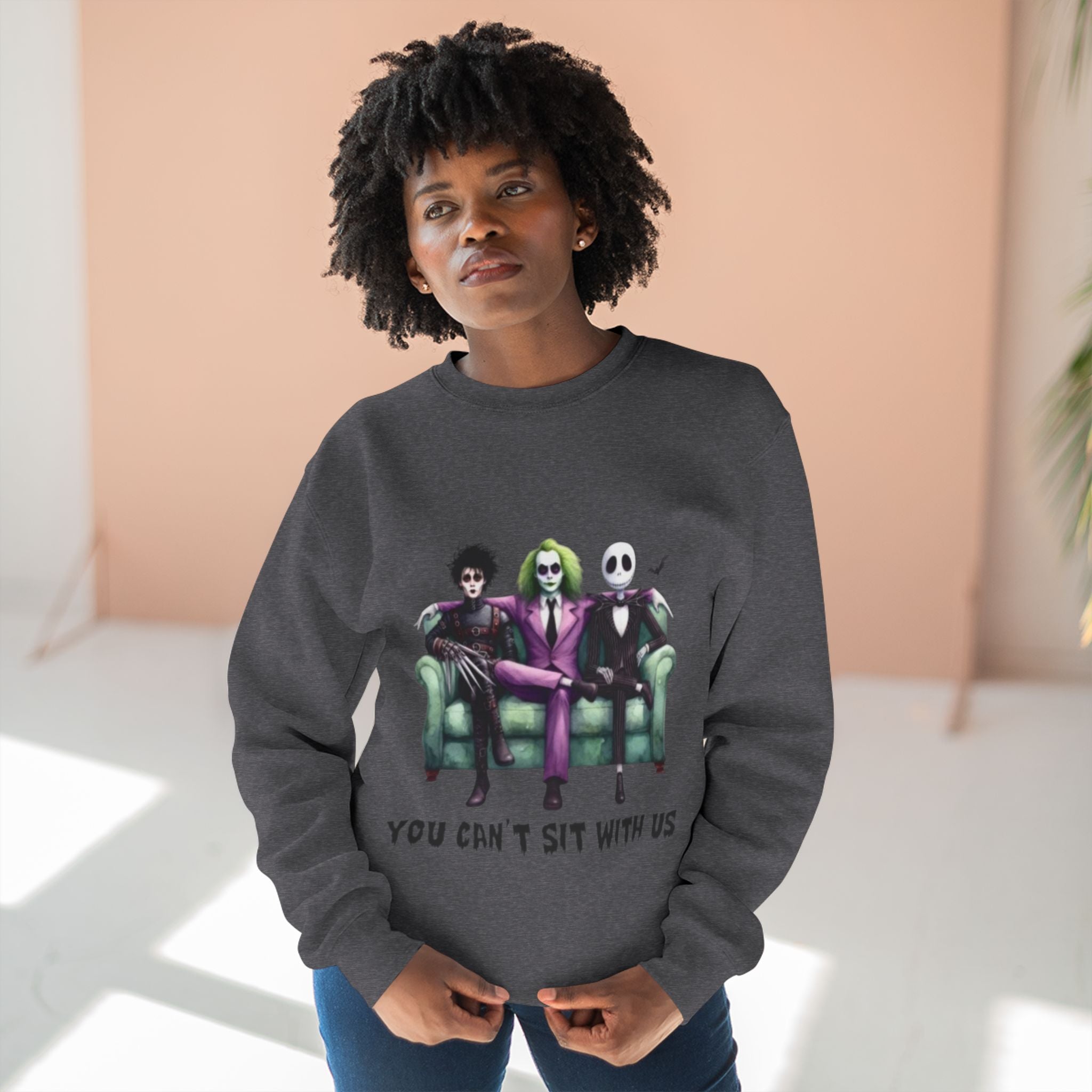 Horror Lover Sweetshirt Unisex Crewneck Sweatshirt - 'You Can't Sit With Us' Halloween Vibe, Cozy Gift for Fans, Fun Casual Wear, Perfect for Fall, Spooky [...] - Metamorphosis Creations