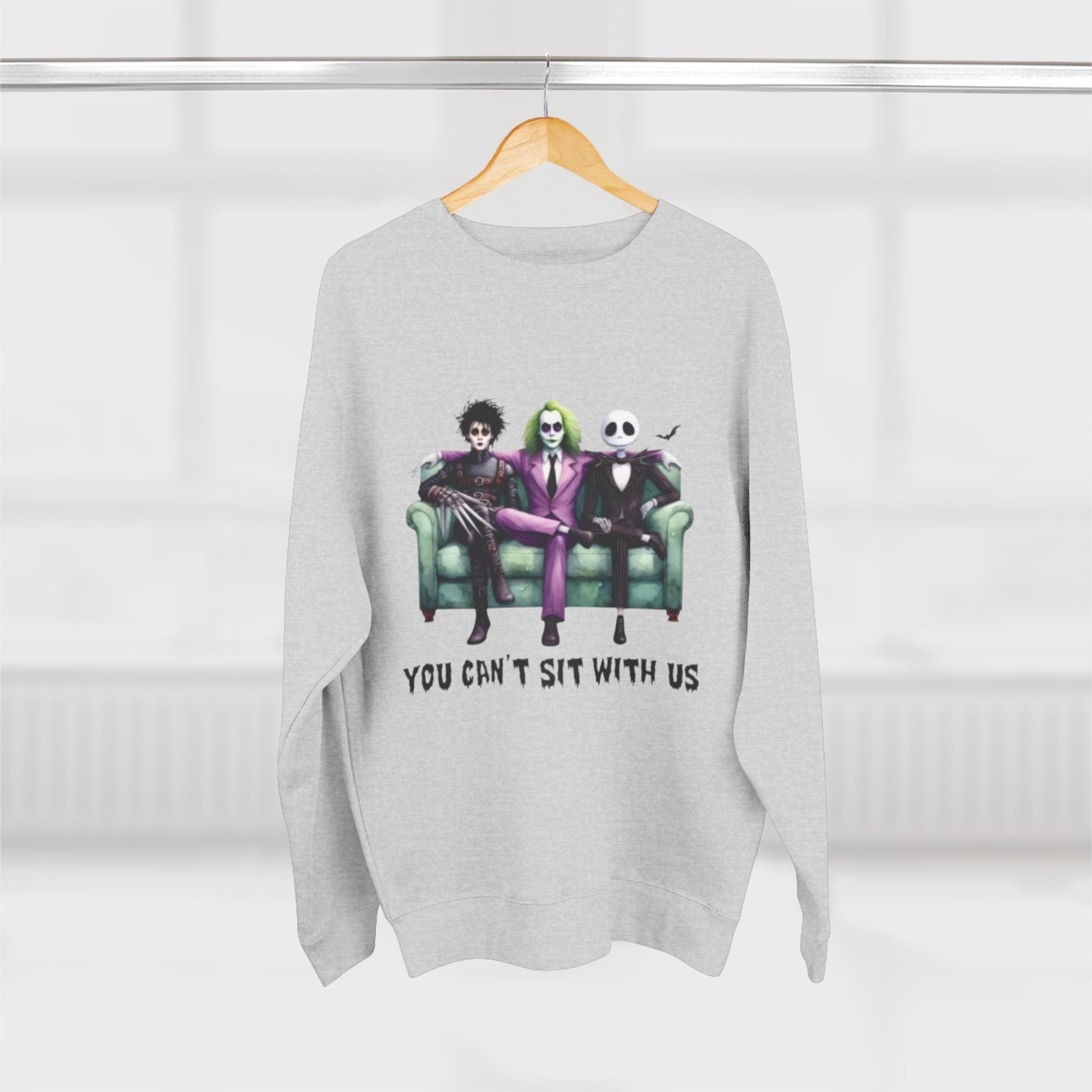 Horror Lover Sweetshirt Unisex Crewneck Sweatshirt - 'You Can't Sit With Us' Halloween Vibe, Cozy Gift for Fans, Fun Casual Wear, Perfect for Fall, Spooky [...] - Metamorphosis Creations
