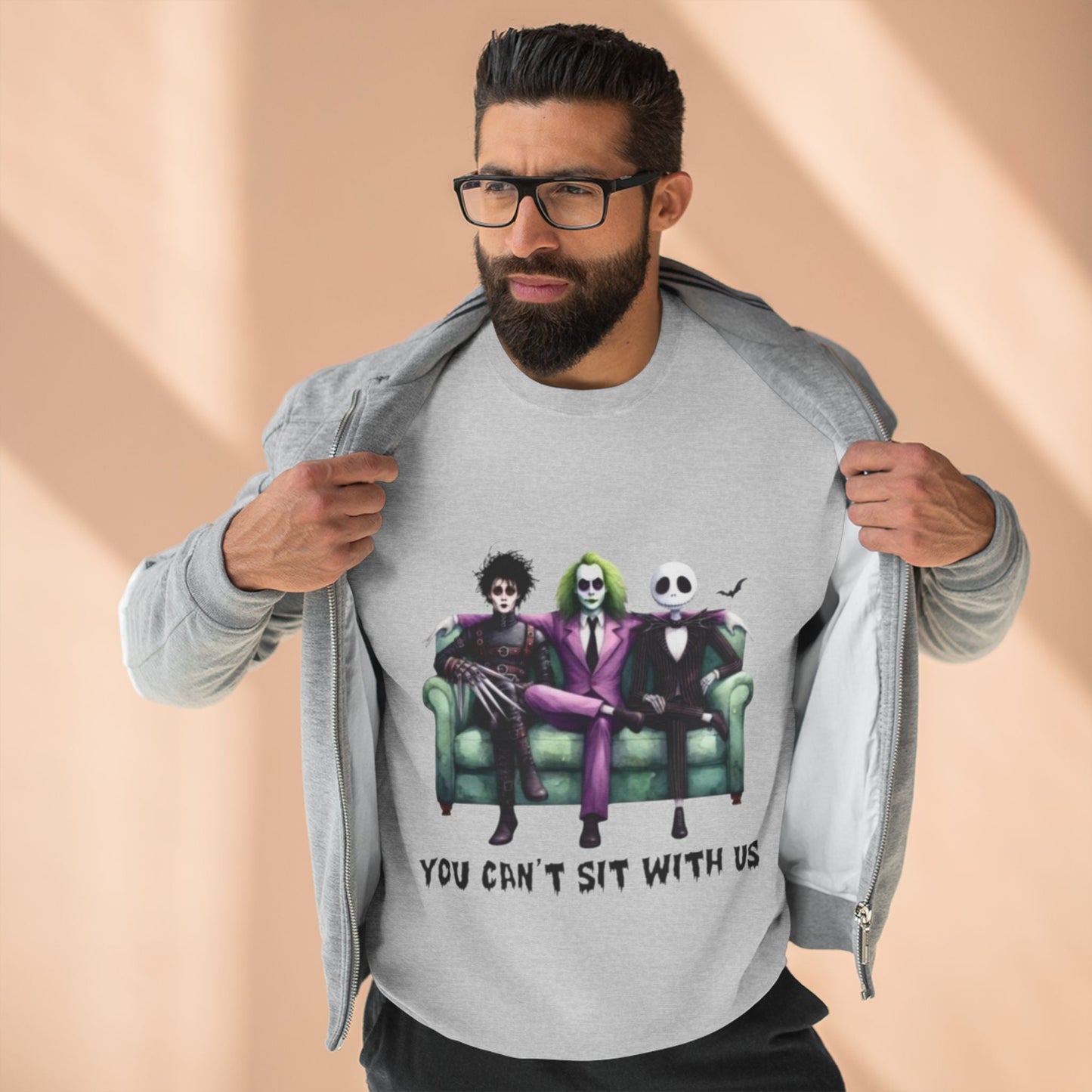 Horror Lover Sweetshirt Unisex Crewneck Sweatshirt - 'You Can't Sit With Us' Halloween Vibe, Cozy Gift for Fans, Fun Casual Wear, Perfect for Fall, Spooky [...] - Metamorphosis Creations