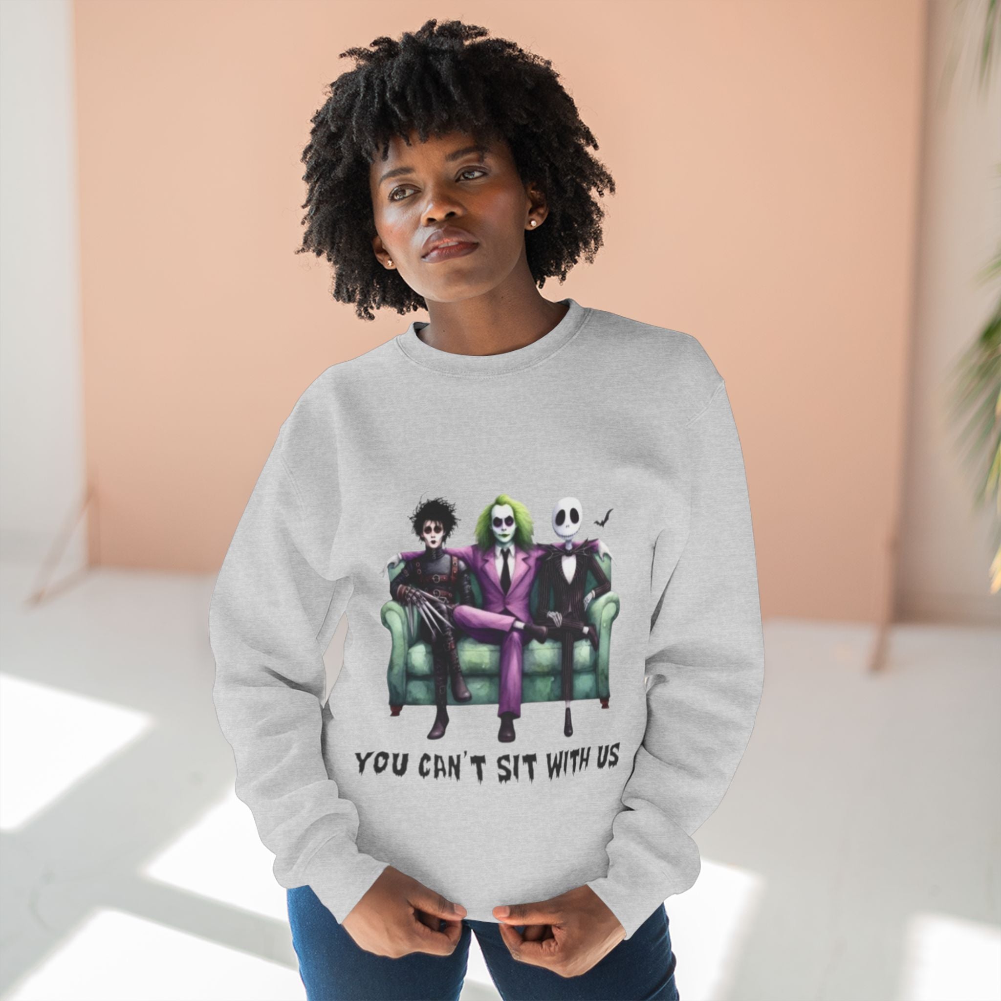 Horror Lover Sweetshirt Unisex Crewneck Sweatshirt - 'You Can't Sit With Us' Halloween Vibe, Cozy Gift for Fans, Fun Casual Wear, Perfect for Fall, Spooky [...] - Metamorphosis Creations