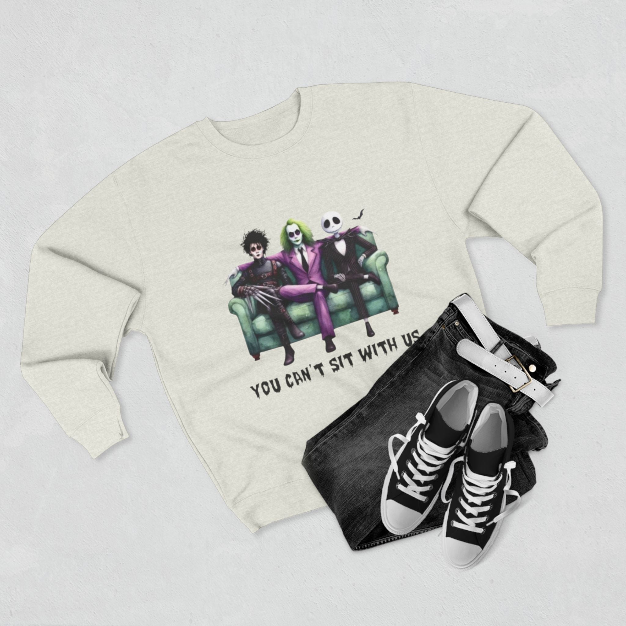 Horror Lover Sweetshirt Unisex Crewneck Sweatshirt - 'You Can't Sit With Us' Halloween Vibe, Cozy Gift for Fans, Fun Casual Wear, Perfect for Fall, Spooky [...] - Metamorphosis Creations