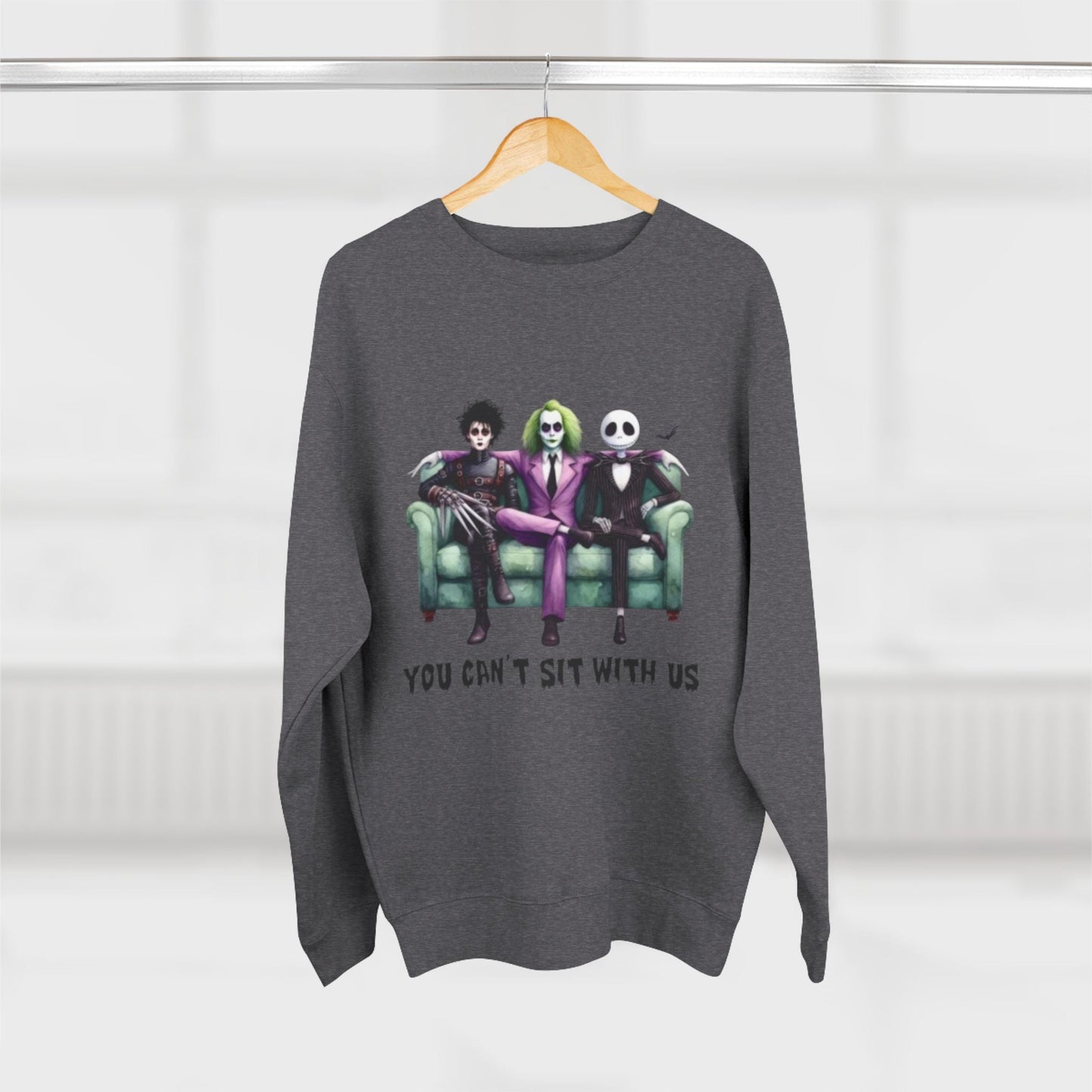 Horror Lover Sweetshirt Unisex Crewneck Sweatshirt - 'You Can't Sit With Us' Halloween Vibe, Cozy Gift for Fans, Fun Casual Wear, Perfect for Fall, Spooky [...] - Metamorphosis Creations