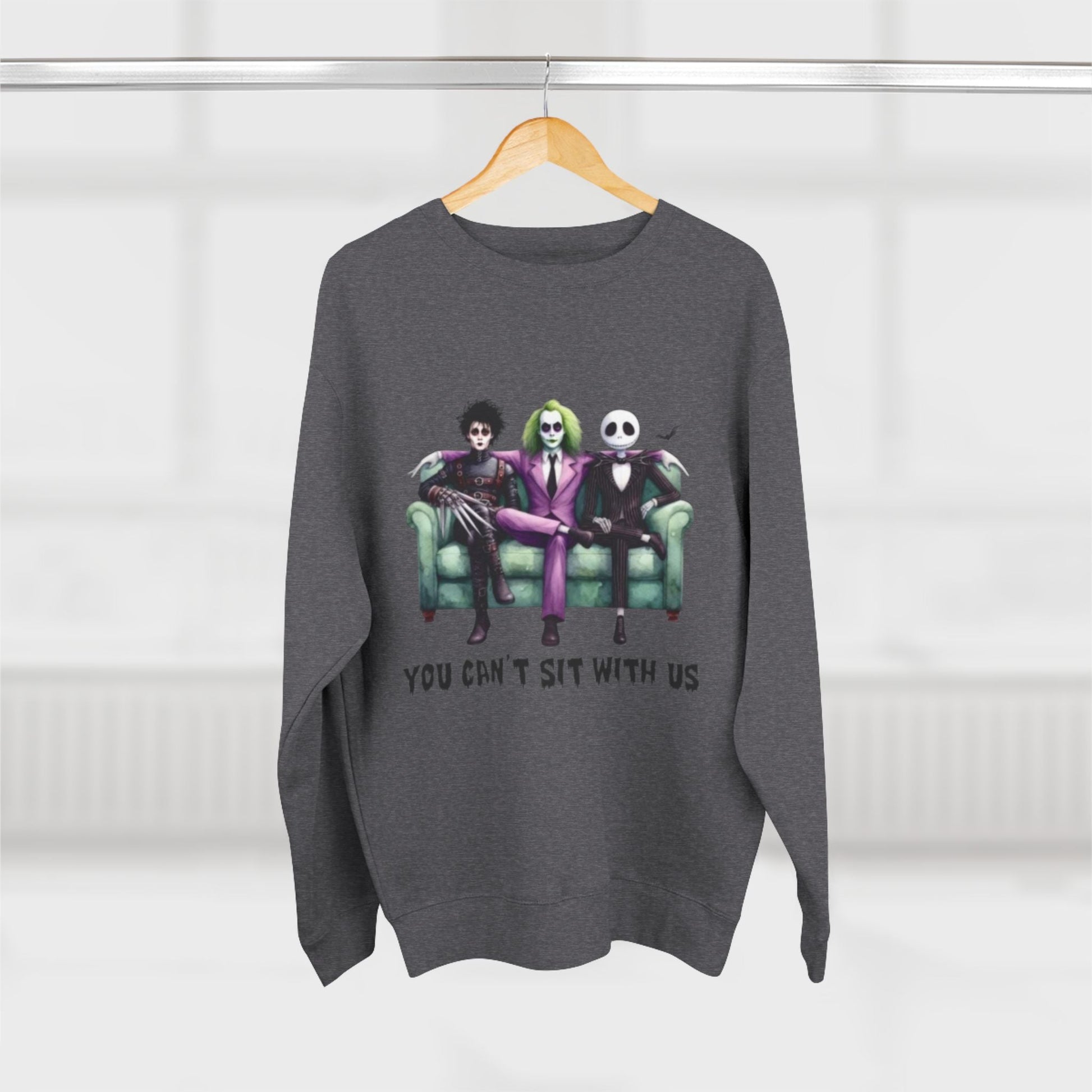 Horror Lover Sweetshirt Unisex Crewneck Sweatshirt - 'You Can't Sit With Us' Halloween Vibe, Cozy Gift for Fans, Fun Casual Wear, Perfect for Fall, Spooky [...] - Metamorphosis Creations