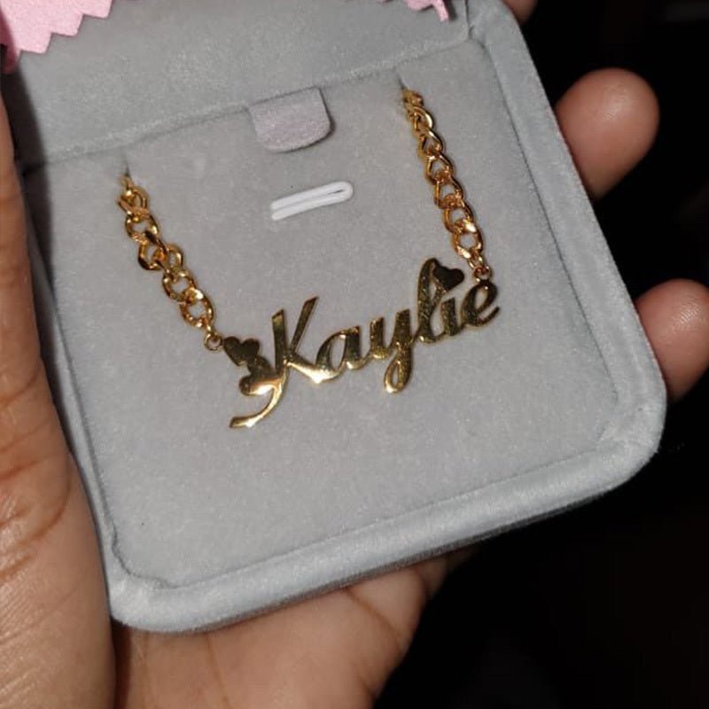 Horsewhip Chain Custom Stainless Steel Old English Name Necklace Ladies Hip Hop Clavicle - Metamorphosis Creations