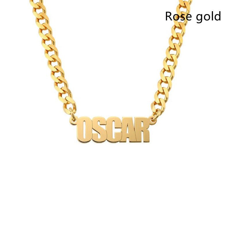 Horsewhip Chain Custom Stainless Steel Old English Name Necklace Ladies Hip Hop Clavicle - Metamorphosis Creations