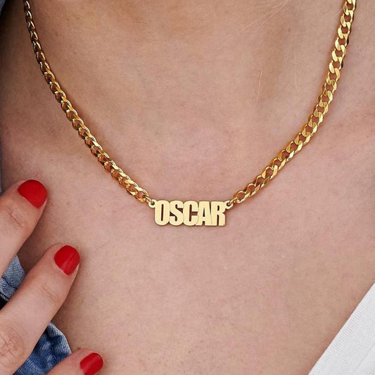 Horsewhip Chain Custom Stainless Steel Old English Name Necklace Ladies Hip Hop Clavicle - Metamorphosis Creations