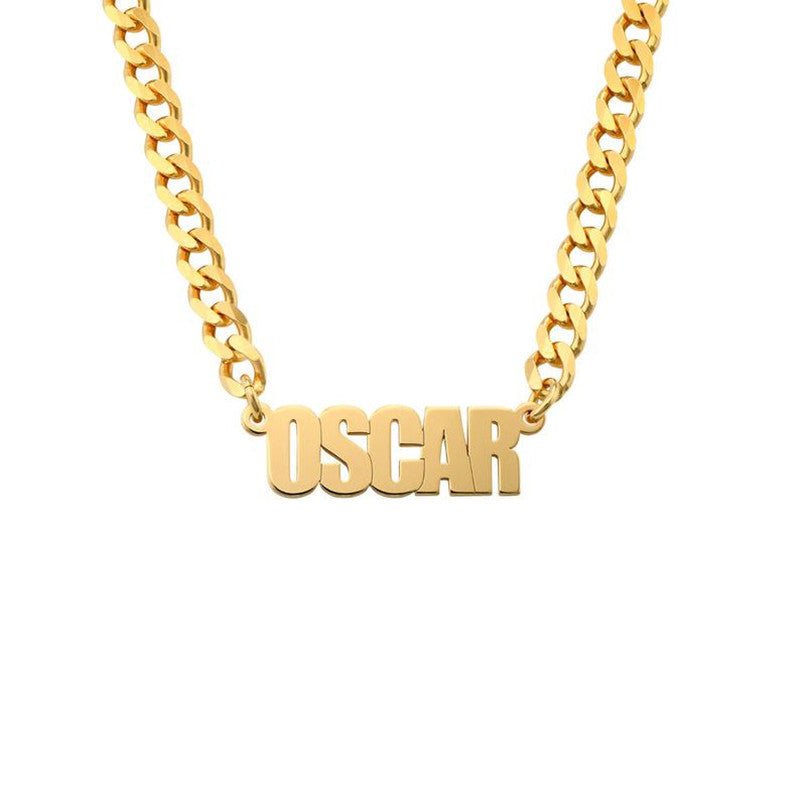 Horsewhip Chain Custom Stainless Steel Old English Name Necklace Ladies Hip Hop Clavicle - Metamorphosis Creations