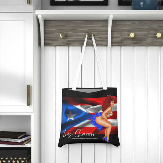 Iris Chacon Boricua Pride Shoulder Tote Bag - Stylish Chic Design for Everyday Use, Beach, Gym, and Festivals, Unique Gift Idea - Metamorphosis Creations