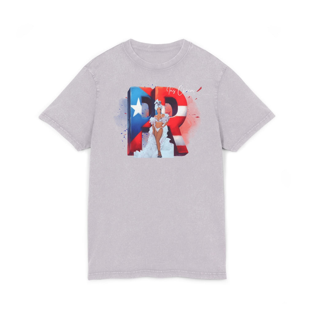 Iris Chacon Orgullo Boricua Acid Washed Round Neck Tee - Vibrant Graphic Tee, Unisex Casual Shirt, Stylish Summer Top, Great Gift for Fashion Lovers, Perfect for [...] - Metamorphosis Creations