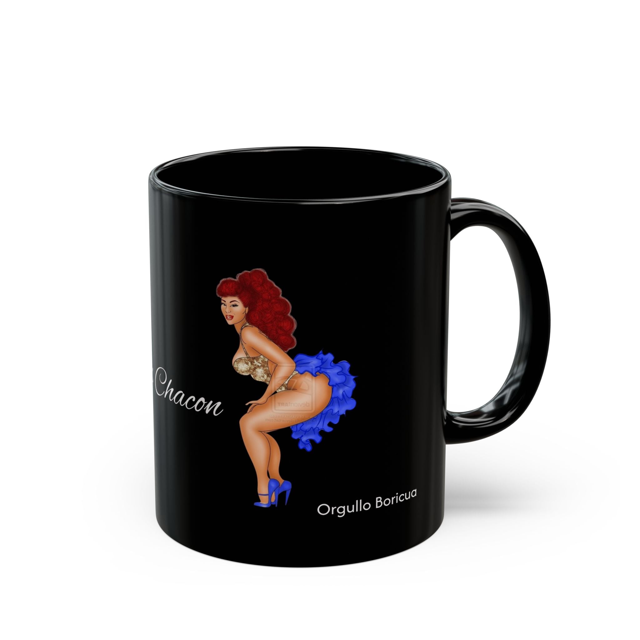 Iris Chacon Orgullo Boricua Sassy Vintage - Inspired Black Mug | Fun Gift for Coffee Lovers | Unique Home Decor | Retro Design | Great for Birthdays, Anniversaries, [...] - Metamorphosis Creations