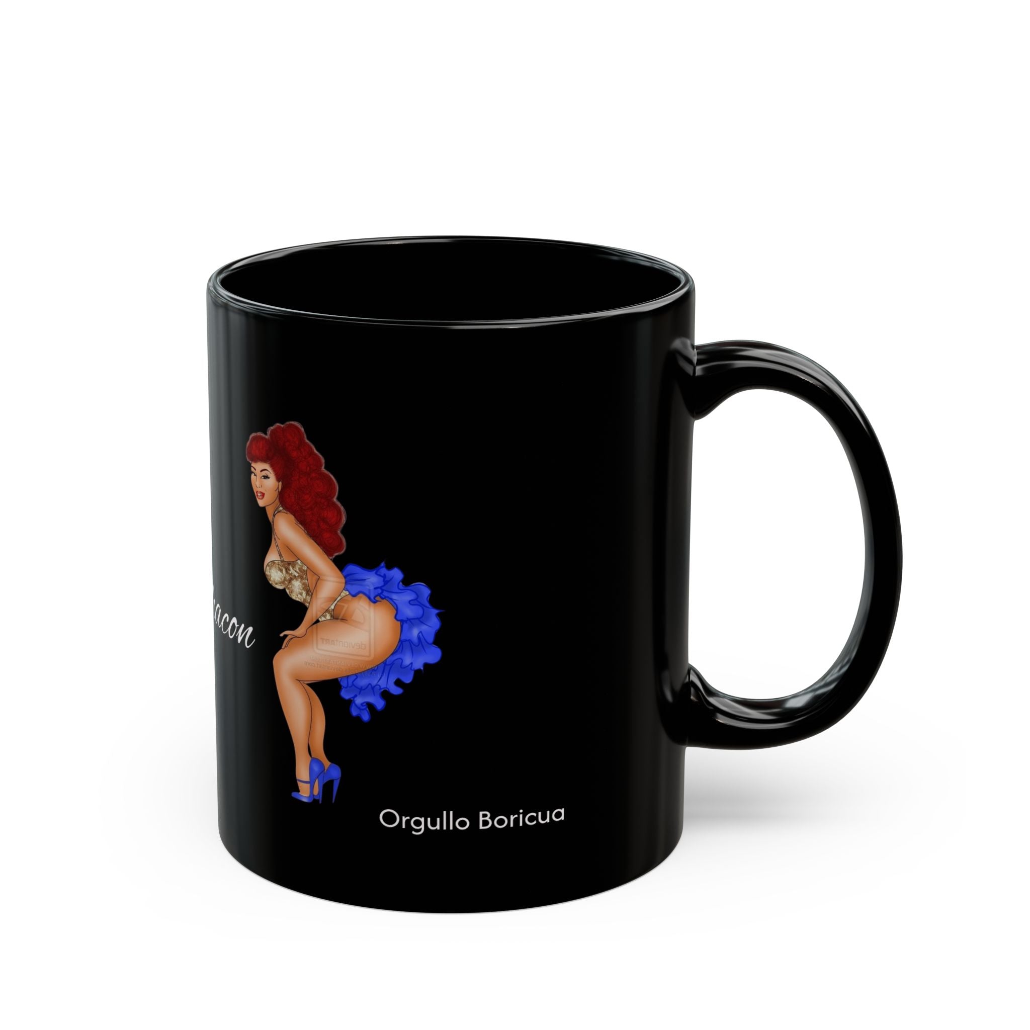 Iris Chacon Orgullo Boricua Sassy Vintage - Inspired Black Mug | Fun Gift for Coffee Lovers | Unique Home Decor | Retro Design | Great for Birthdays, Anniversaries, [...] - Metamorphosis Creations