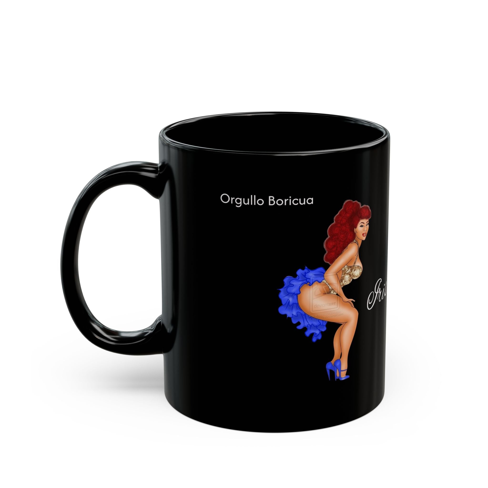 Iris Chacon Orgullo Boricua Sassy Vintage - Inspired Black Mug | Fun Gift for Coffee Lovers | Unique Home Decor | Retro Design | Great for Birthdays, Anniversaries, [...] - Metamorphosis Creations