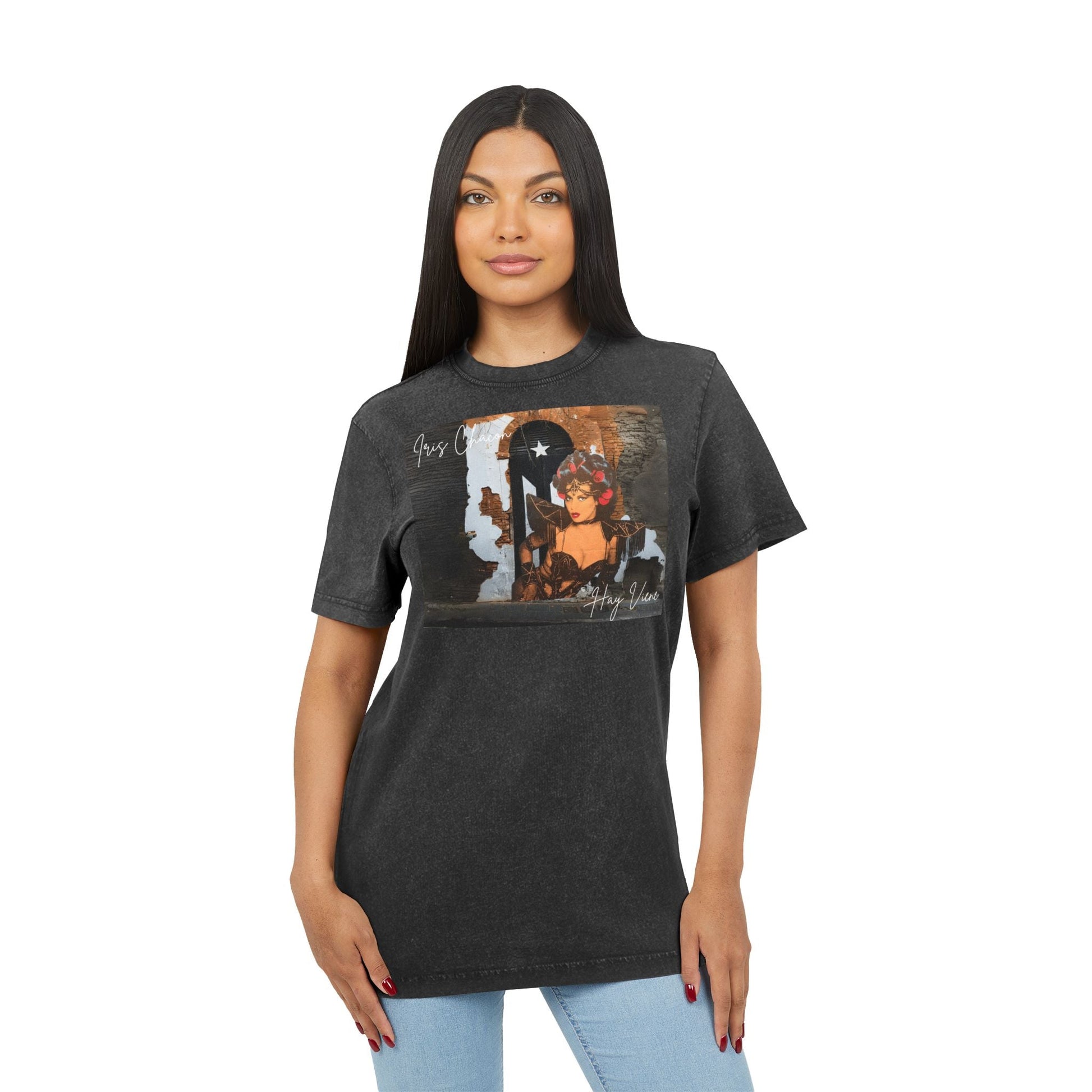 Iris Chacon Puerto Rico Acid Washed Graphic Tee, Vintage Style T-Shirt, Casual Summer Wear, Unique Gift for Her, Stylish Everyday Top - Metamorphosis Creations