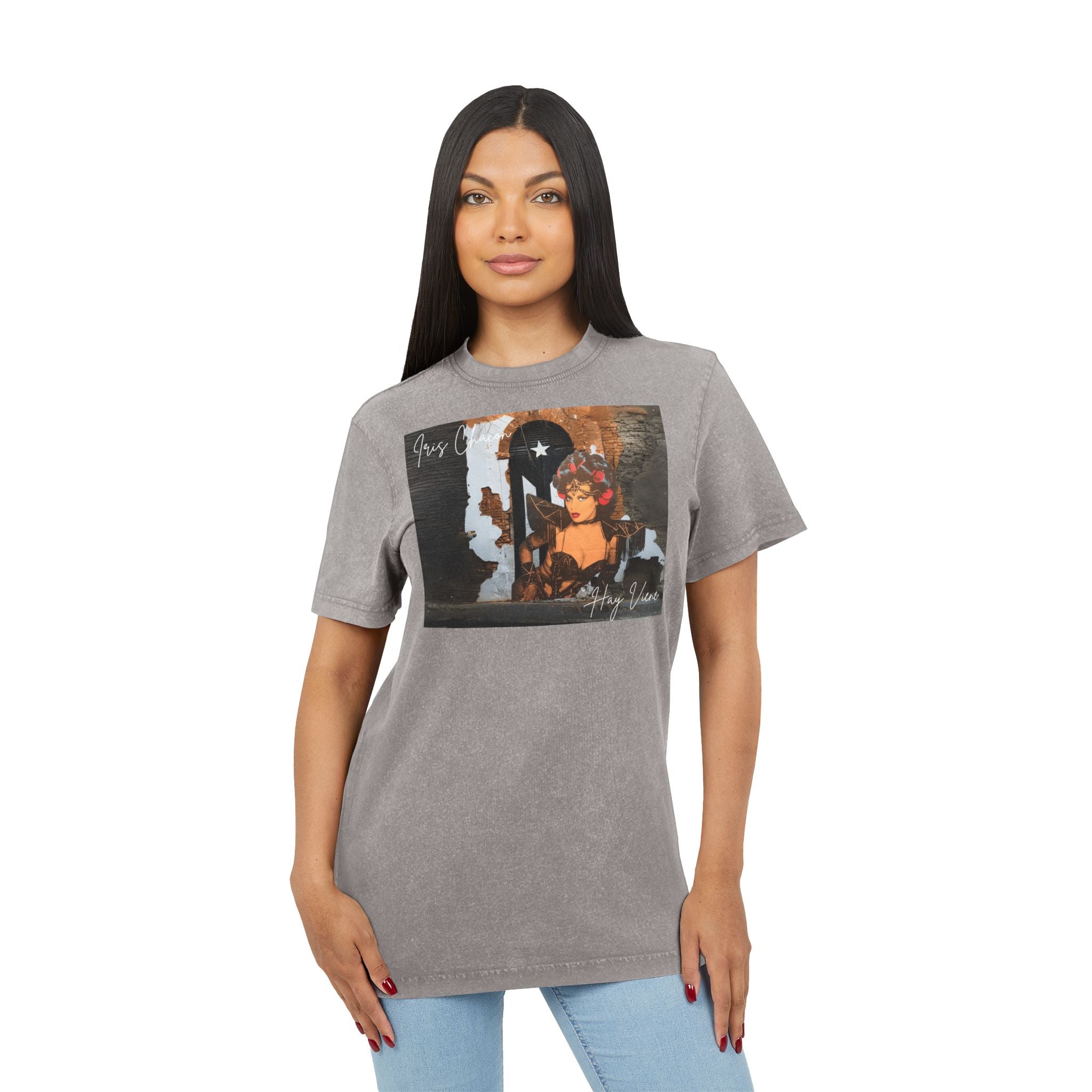 Iris Chacon Puerto Rico Acid Washed Graphic Tee, Vintage Style T-Shirt, Casual Summer Wear, Unique Gift for Her, Stylish Everyday Top - Metamorphosis Creations