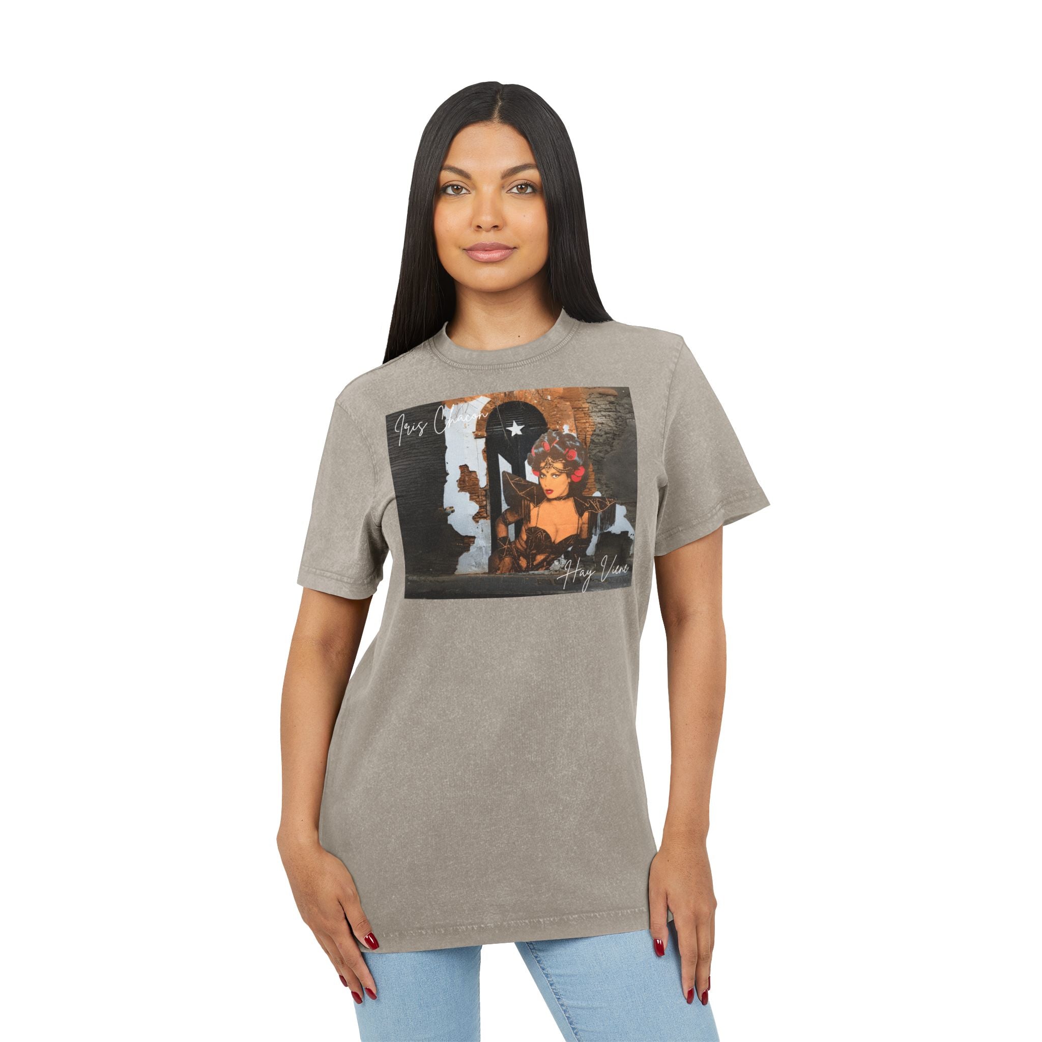 Iris Chacon Puerto Rico Acid Washed Graphic Tee, Vintage Style T-Shirt, Casual Summer Wear, Unique Gift for Her, Stylish Everyday Top - Metamorphosis Creations