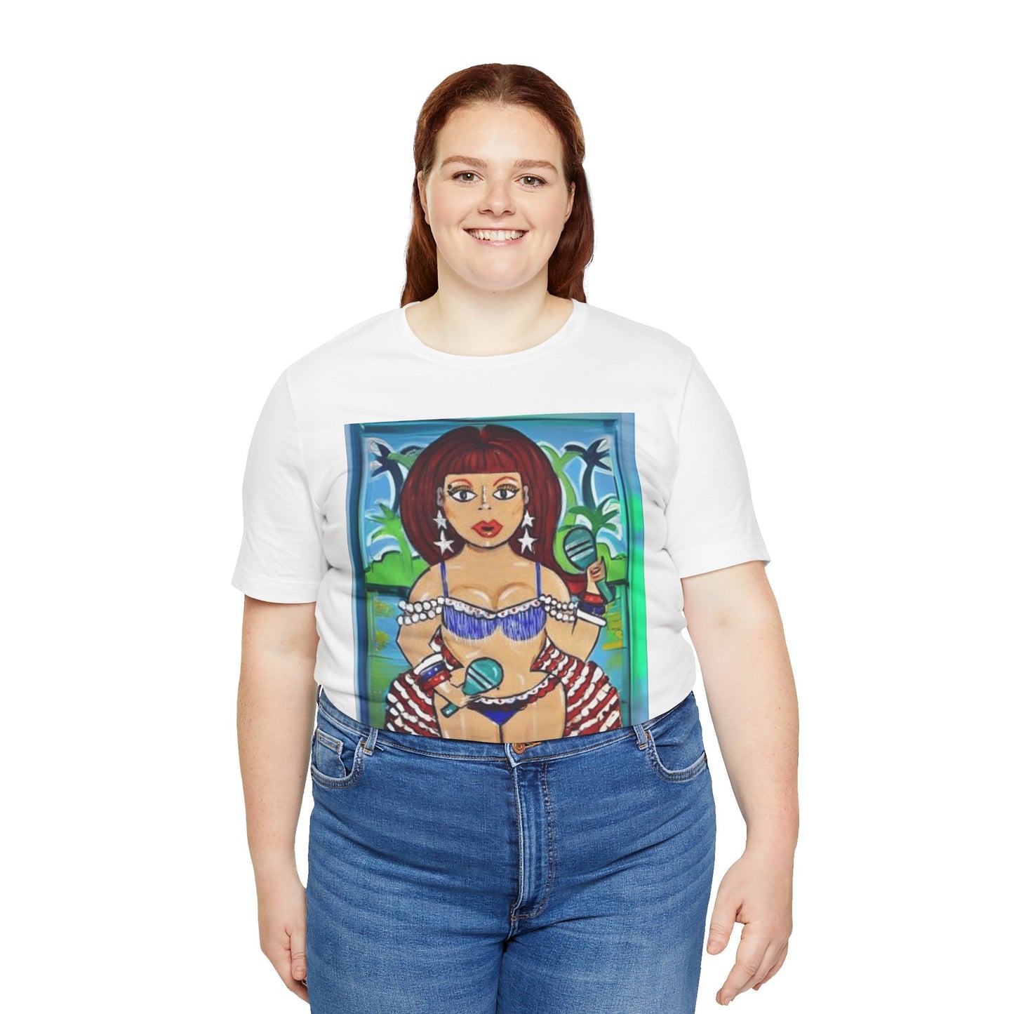 Iris Chacon Tropical Vibes Tee, Fun Summer Shirt, Vacation Outfit, Beach Party Top, Gift for Her, Colorful Graphic Tee - Metamorphosis Creations