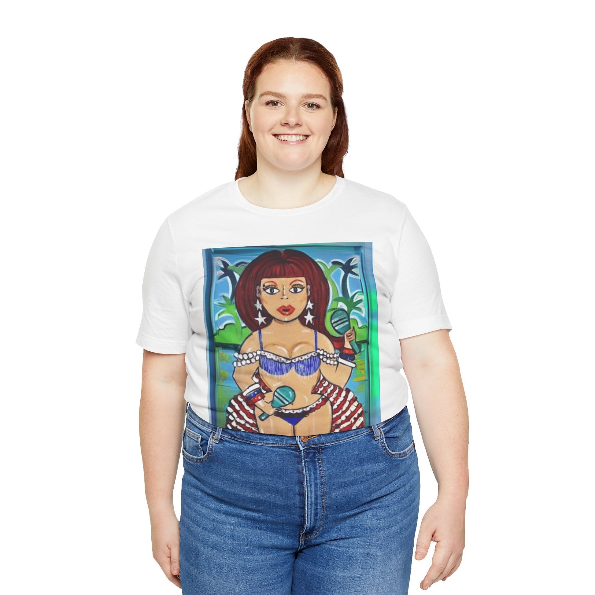 Iris Chacon Tropical Vibes Tee, Fun Summer Shirt, Vacation Outfit, Beach Party Top, Gift for Her, Colorful Graphic Tee - Metamorphosis Creations