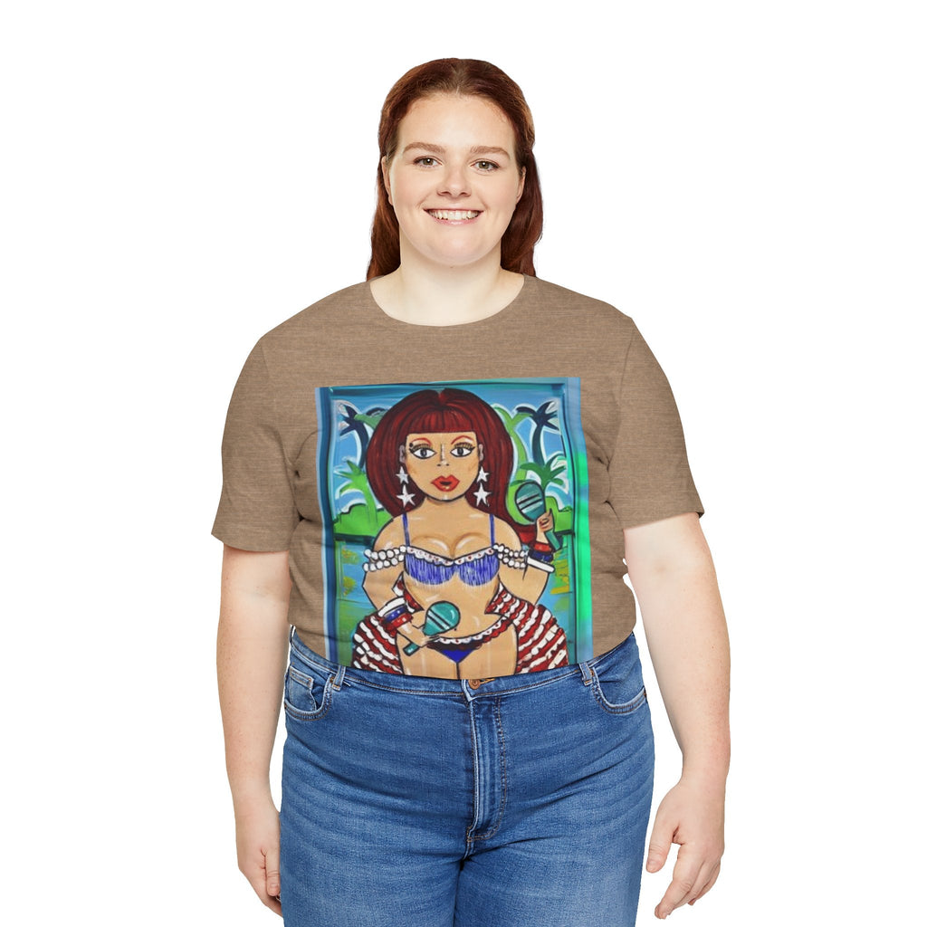 Iris Chacon Tropical Vibes Tee, Fun Summer Shirt, Vacation Outfit, Beach Party Top, Gift for Her, Colorful Graphic Tee - Metamorphosis Creations