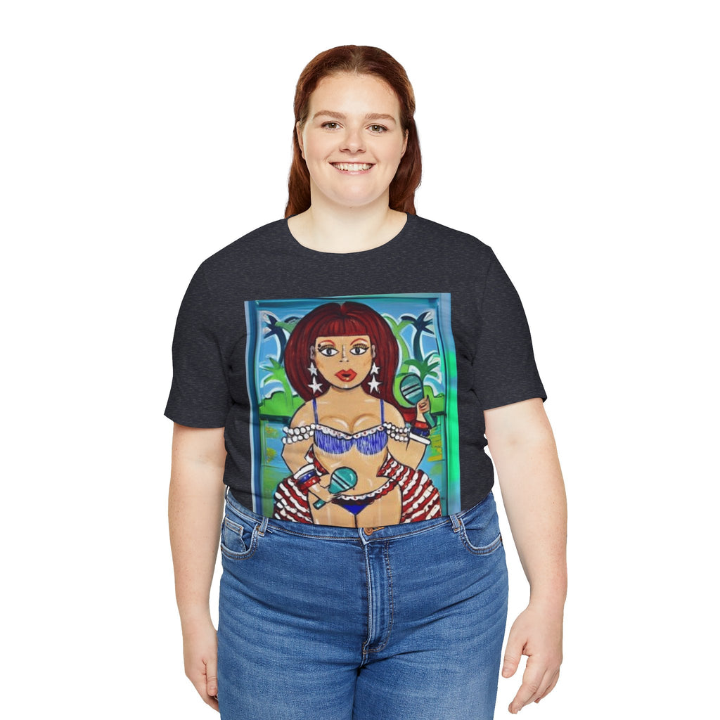 Iris Chacon Tropical Vibes Tee, Fun Summer Shirt, Vacation Outfit, Beach Party Top, Gift for Her, Colorful Graphic Tee - Metamorphosis Creations